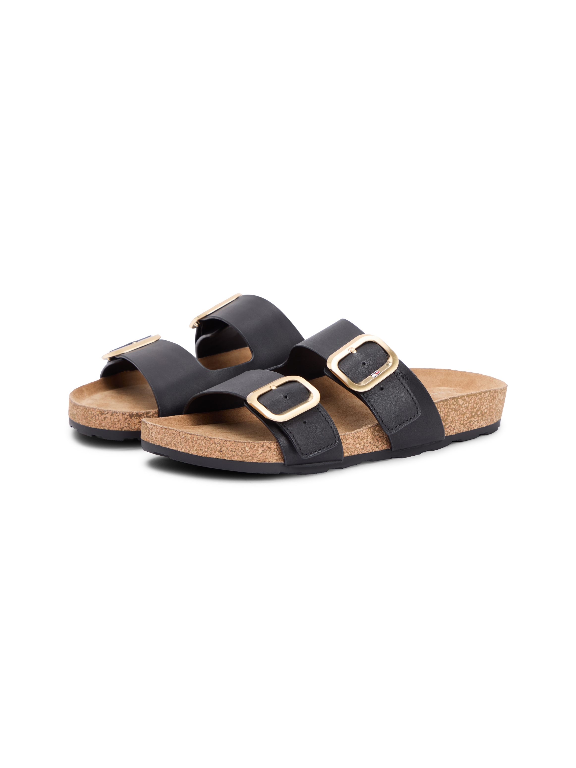 Tommy Hilfiger Pantolette »TH CLASSIC CORK SANDAL LEATHER«  Sommerschuh, Schlupfschuh, Flat mit Logoemblem