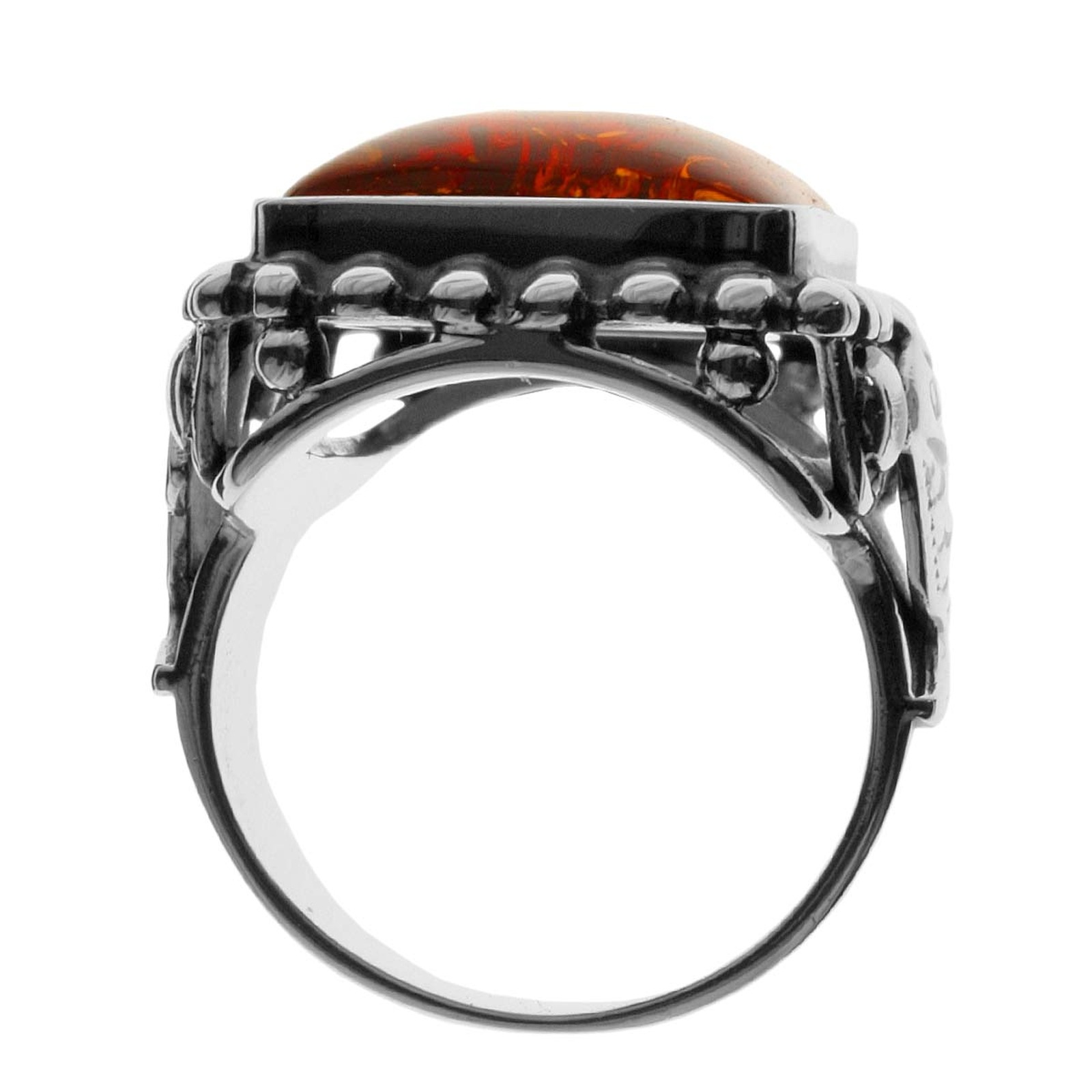 OSTSEE-SCHMUCK Fingerring »- Fischland 18x15 mm - Silber 925/000 - Bernstein«