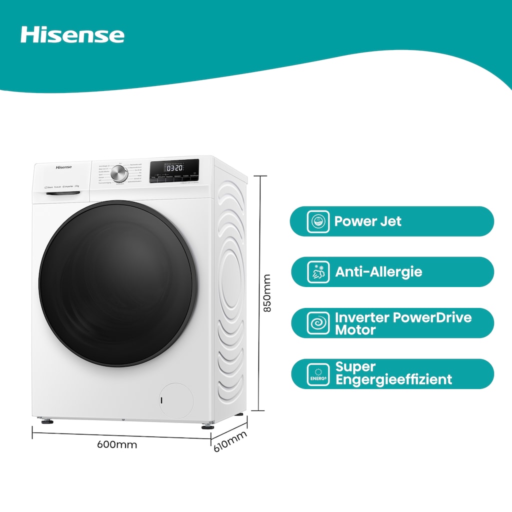 Hisense Waschmaschine, WFQA1014EVJM, WFQA1014EVJM, 10 kg, 1400 U/min