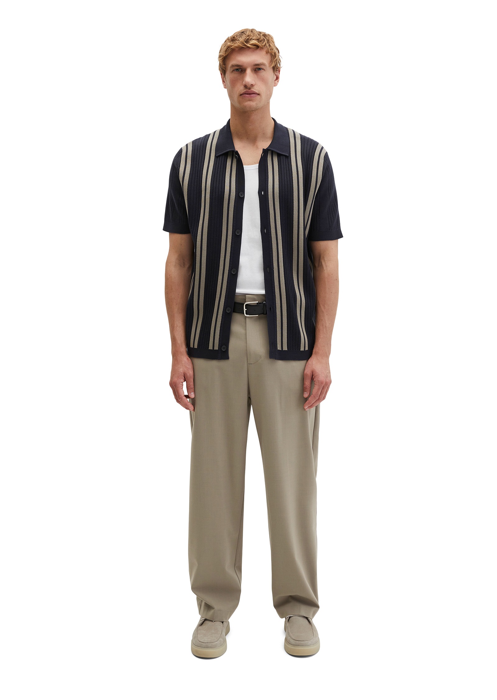 Marc O'Polo Kurzarmhemd »DFB Travel Collection« Kurzarm-Feinstrickshirt aus reiner Bio-Baumwolle