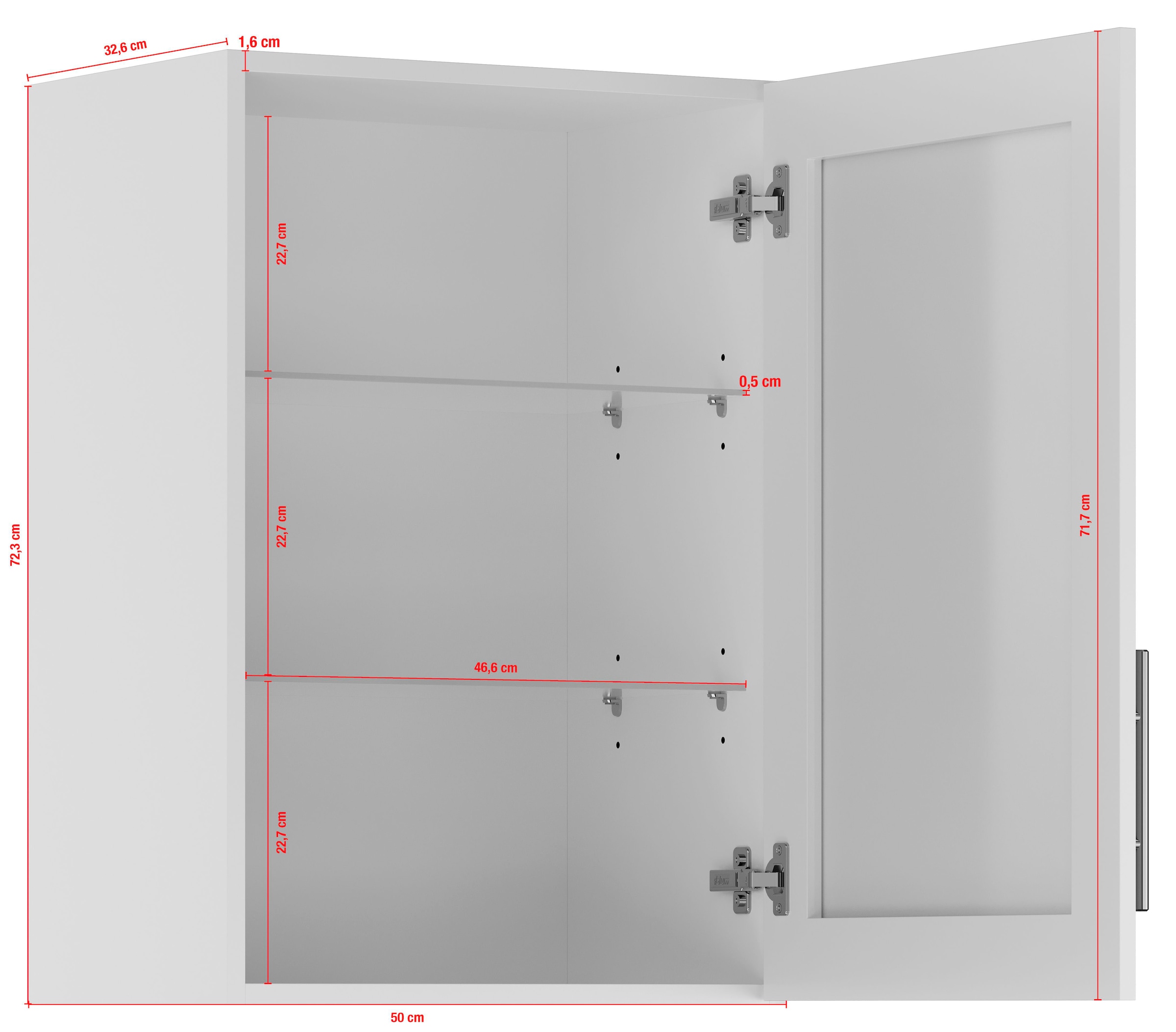 IMPULS KÜCHEN Glashängeschrank »"Prag", Breite 50 cm«, mit Glasdrehtür