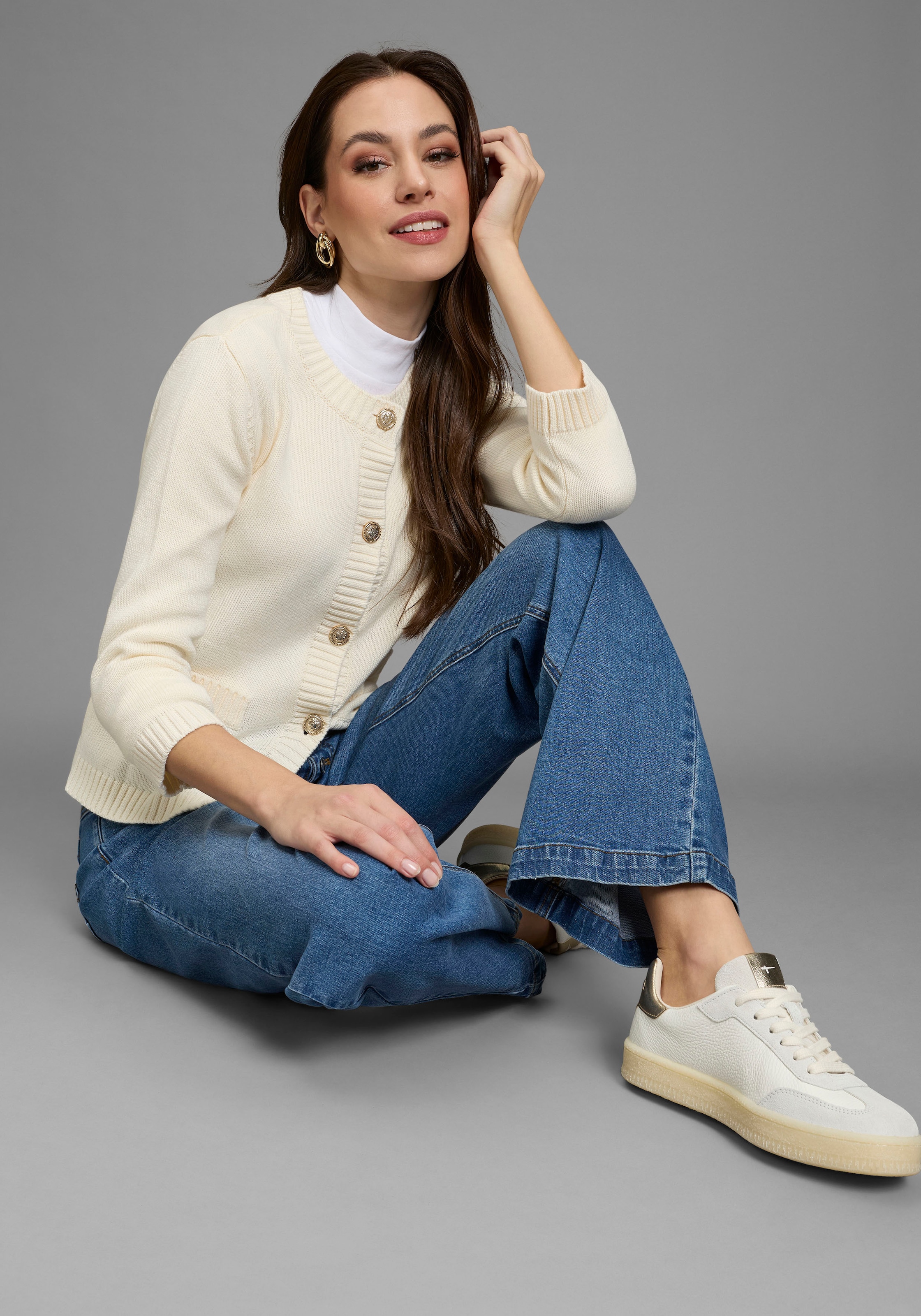 Bruno Banani Weite Jeans mit Elasthan-Anteil, aus Baumwollmaterial