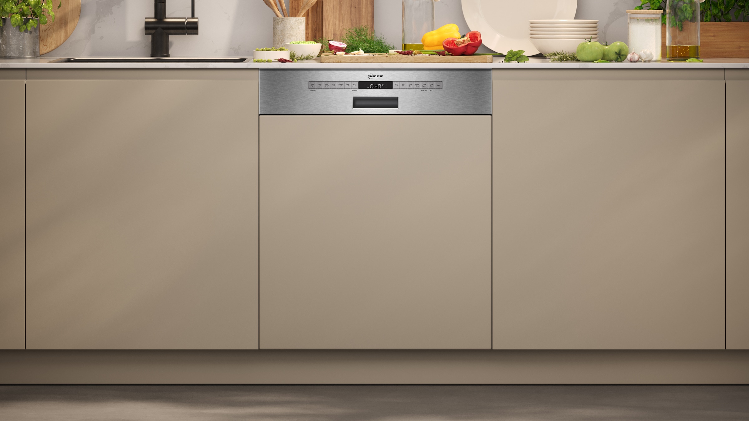 NEFF teilintegrierbarer Geschirrspüler »S145EVS04E«, 14 Maßgedecke, mit klappbaren Elementen