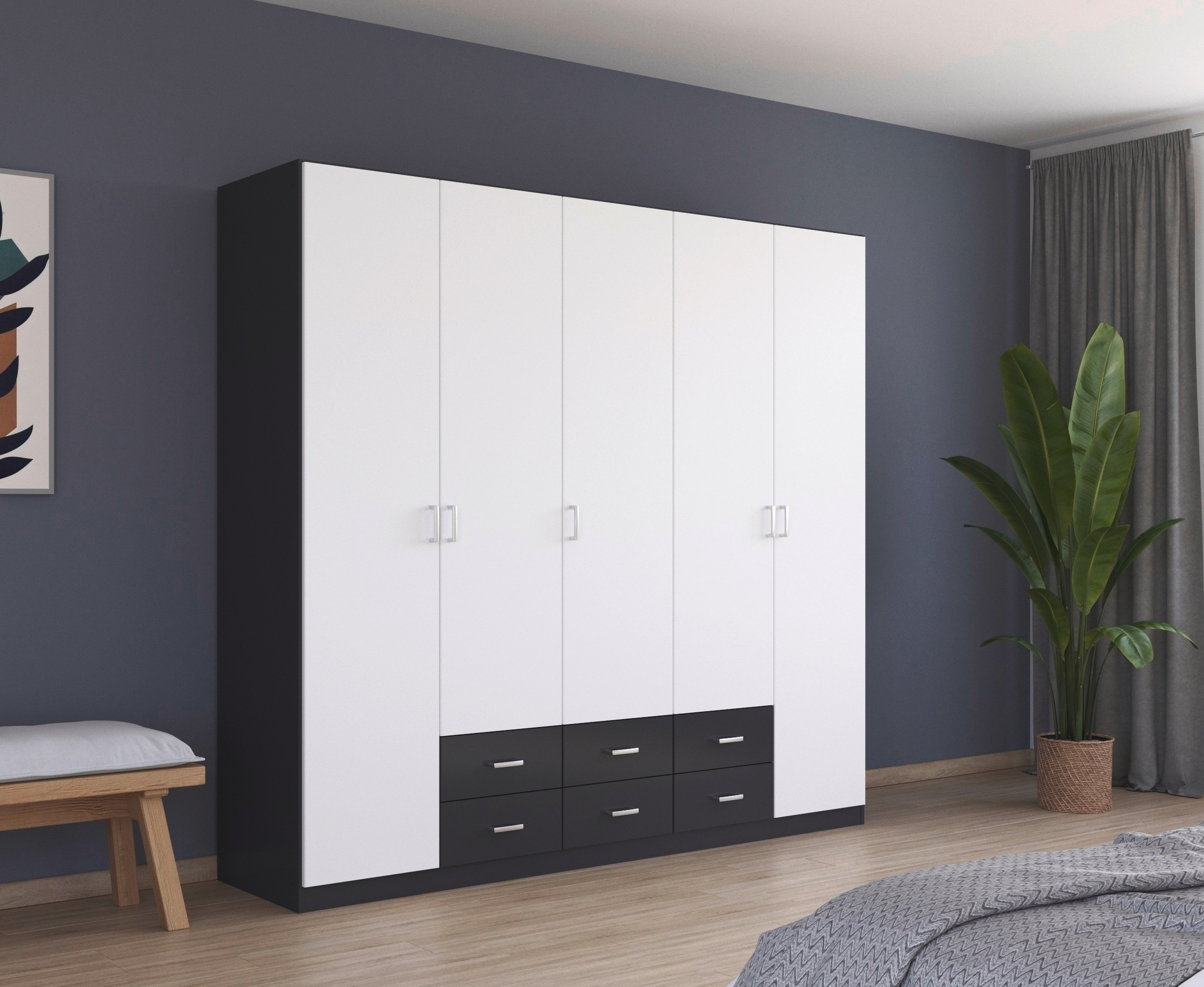rauch Drehtürenschrank »Kleiderschrank Schrank Garderobe Wäscheschrank GAMMA in 3 Breiten«, mit 6 Schubladen, in schlichtem Design TOPSELLER MADE IN GERMANY