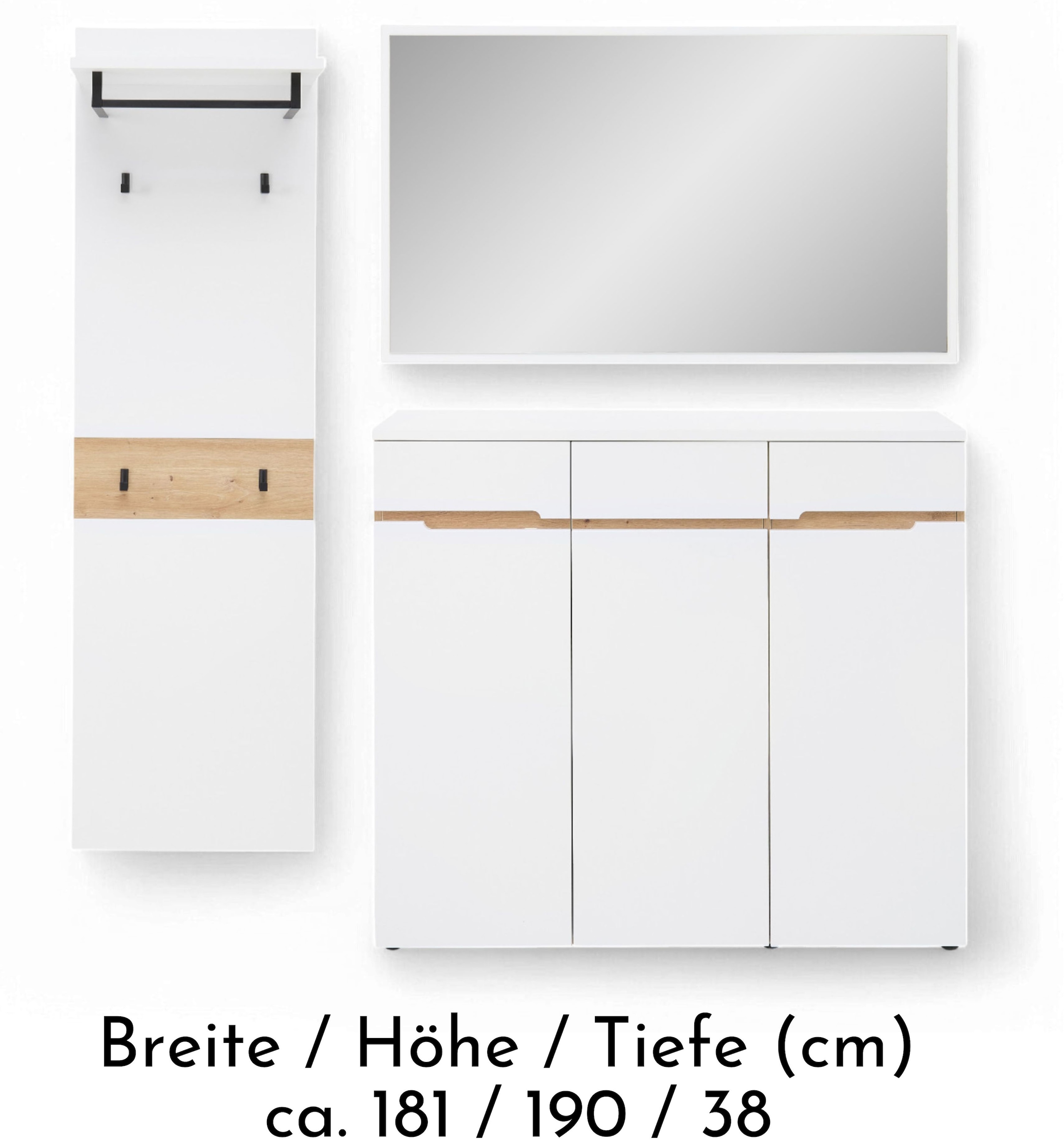 Innostyle Garderoben-Set »Memphis Garderoben Set, 181x190x38cm (B/H/T)« 3 Stk. tlg.