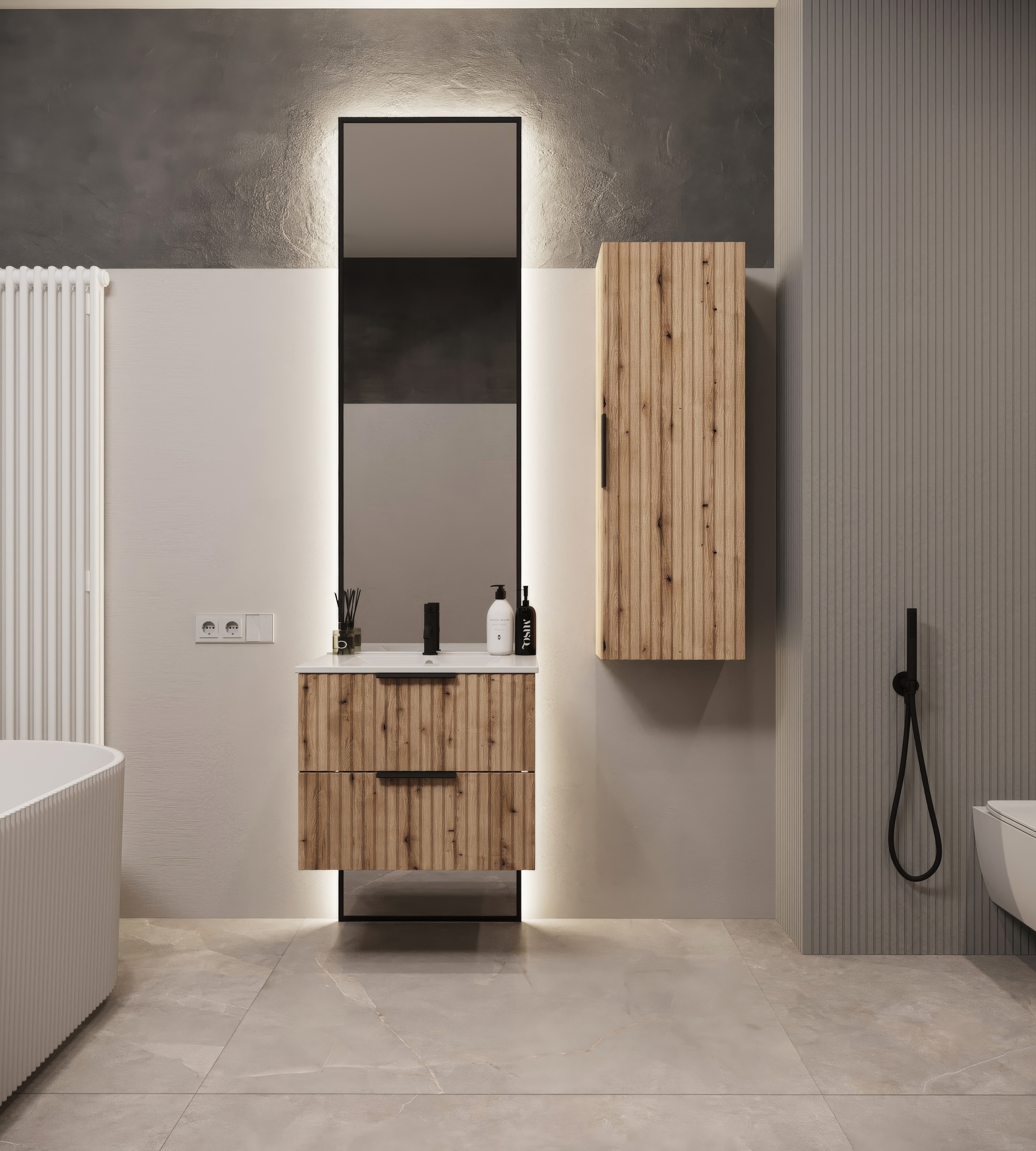 welltime Waschtisch »TIBU mit Waschbecken. 2 Schubladen. 2 Breiten (60/80cm) und 4 Farben« Badschrank mit Waschbecken, Softclose, Maße B/H/T: 61/53/47 cm