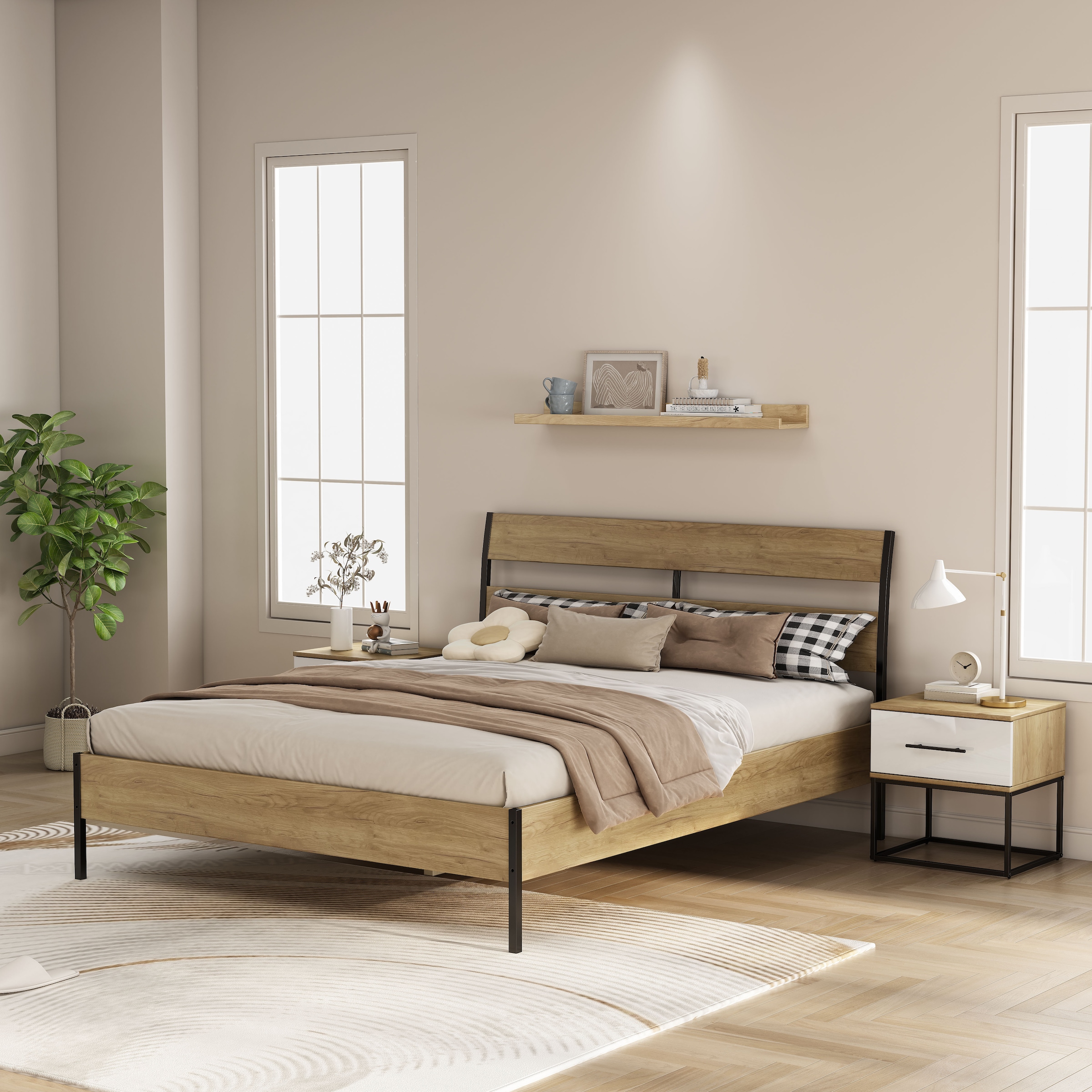 OTTO home Nachtkommode »Lucca Nachttisch Set mit Metallkufen und schwarzen Griffen« Set, 2 Schränke im Set , Hochglanz Fronten in weiß,  Nchttisch Set mit je einer Schublade in Loft Design