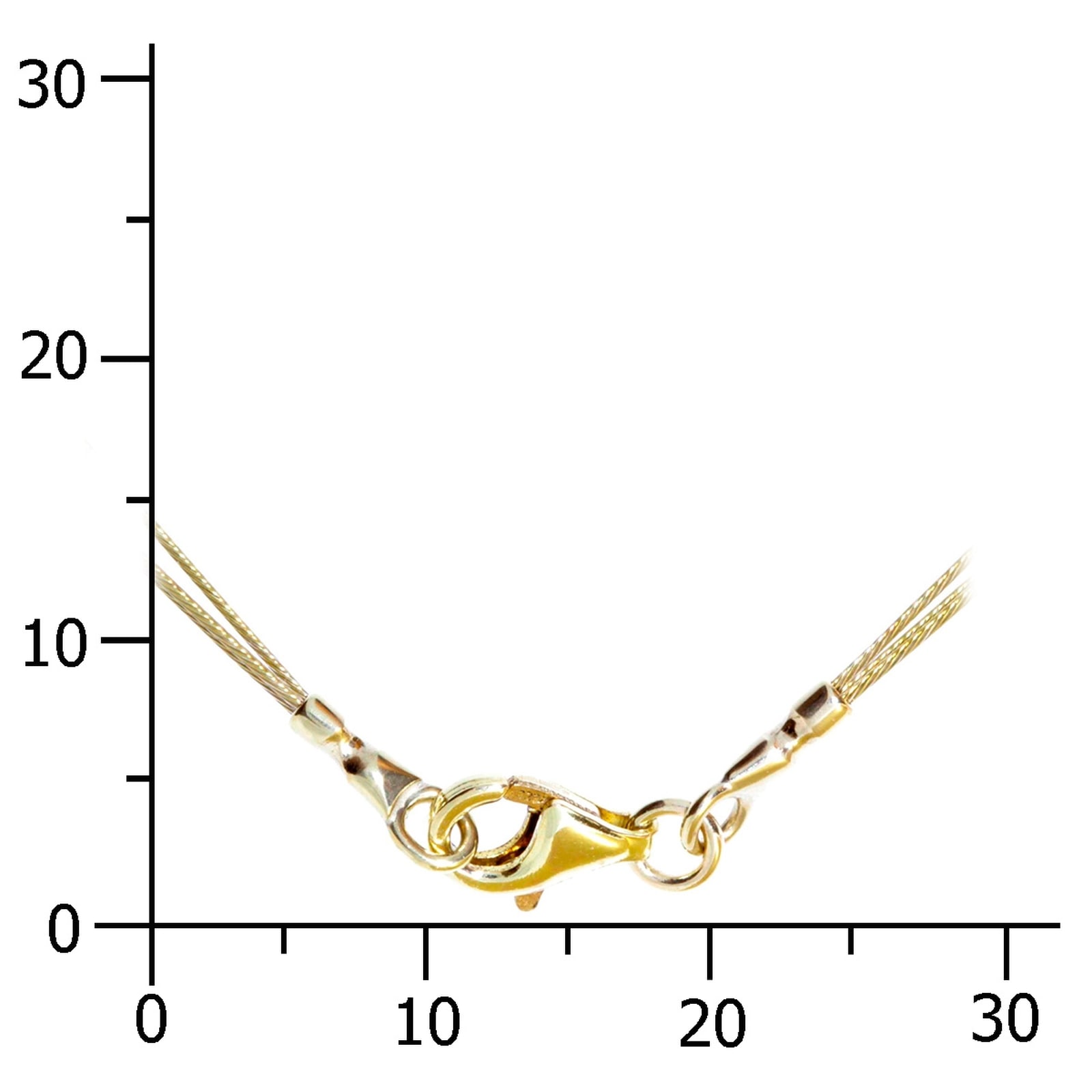 OSTSEE-SCHMUCK Halsreif »- Nyloncollier 3-reihig -goldfarben- - Edelstahl - Verschluß aus Gold 333/000«
