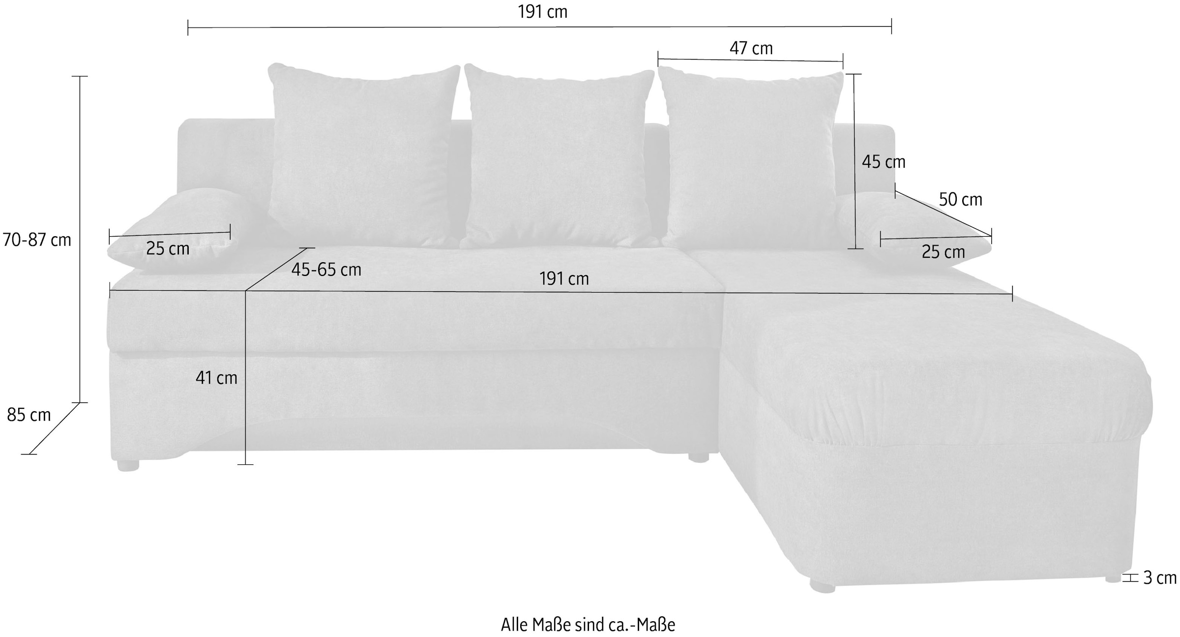 Jockenhöfer Gruppe Ecksofa »Starlight, L-Form, mit indirekter dimmbarer LED-Beleuchtung«, Gästebettfunktion; Stauraum/Bettkasten, mit Kissen