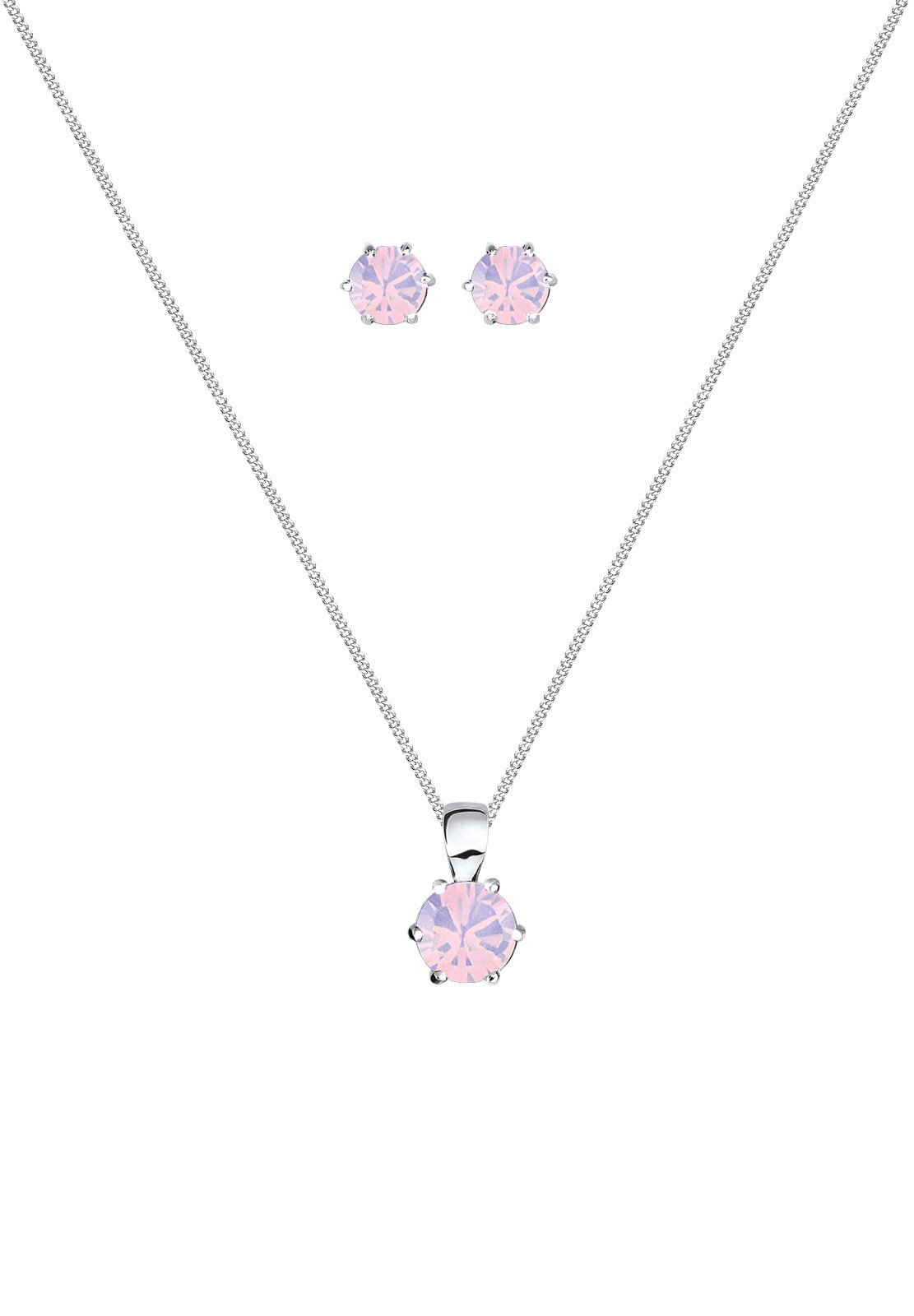 Elli Ohrring und Ketten Set »Schmuckset Glas Kristalle Weiß 925 Sterling Silber«