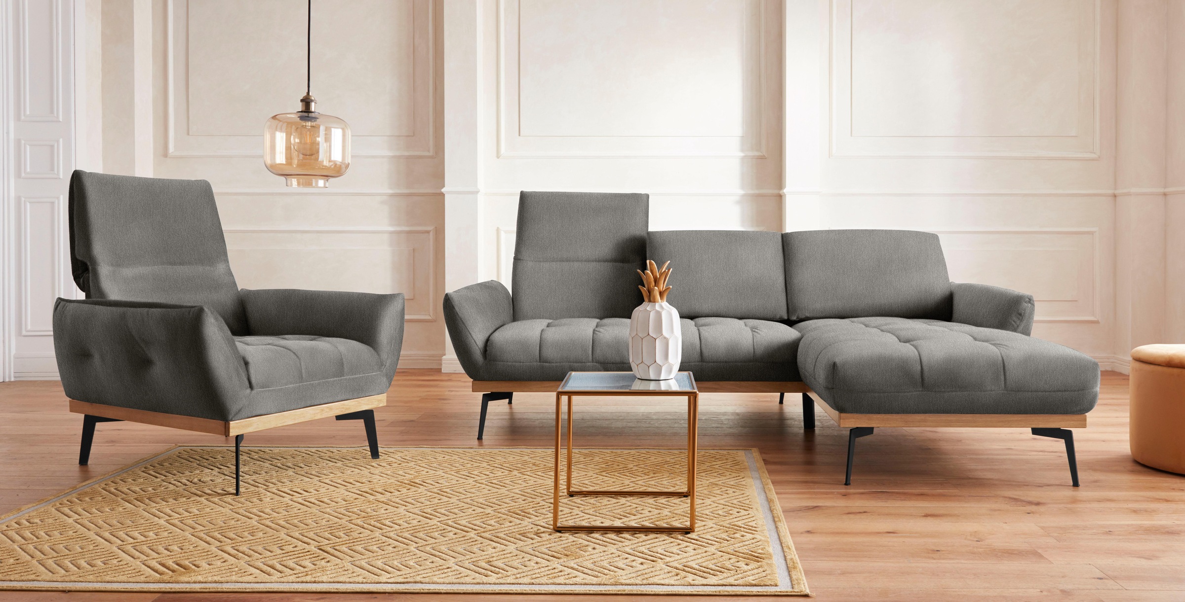 Guido Maria Kretschmer Home&Living Ecksofa »Palíc, inkl. Rückenverstellung, bequem, elegant, Breite 245cm, L-Form«