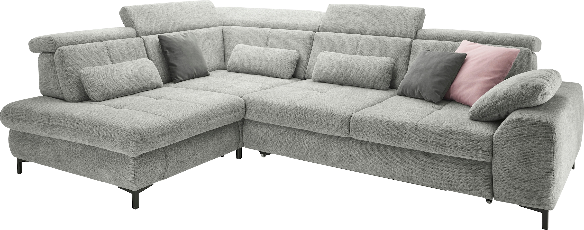 set one by Musterring Ecksofa »SO 3400 Sitzhöhe 47cm oder 49cm, Sitztiefe verstellbar, B/T 317/220 cm«, Kaltschaumpolsterung, Flachgewebe, whlw. mit Funktionen, Sitzhöhe 49