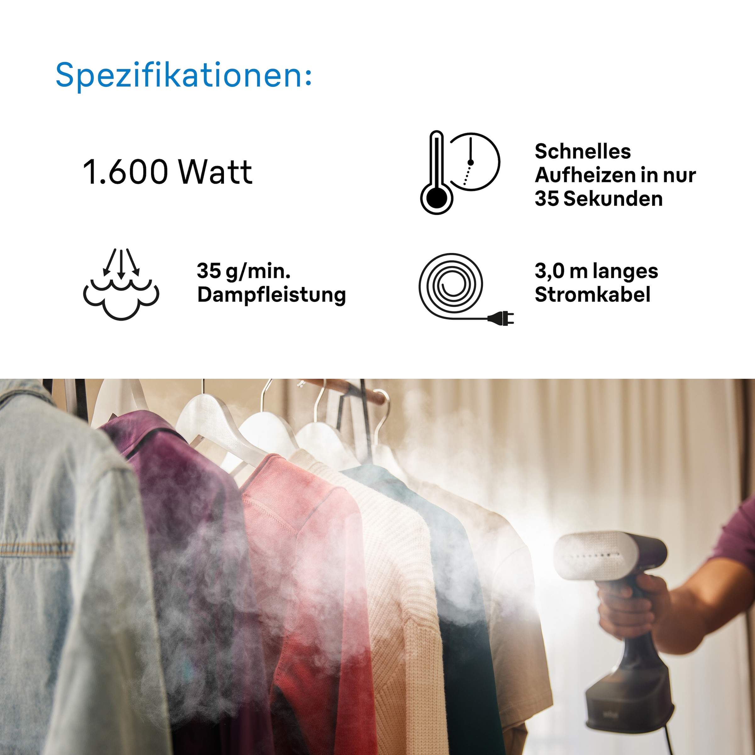 Braun Dampfbürste »QuickStyle GS 7077 BK«, 1600 W