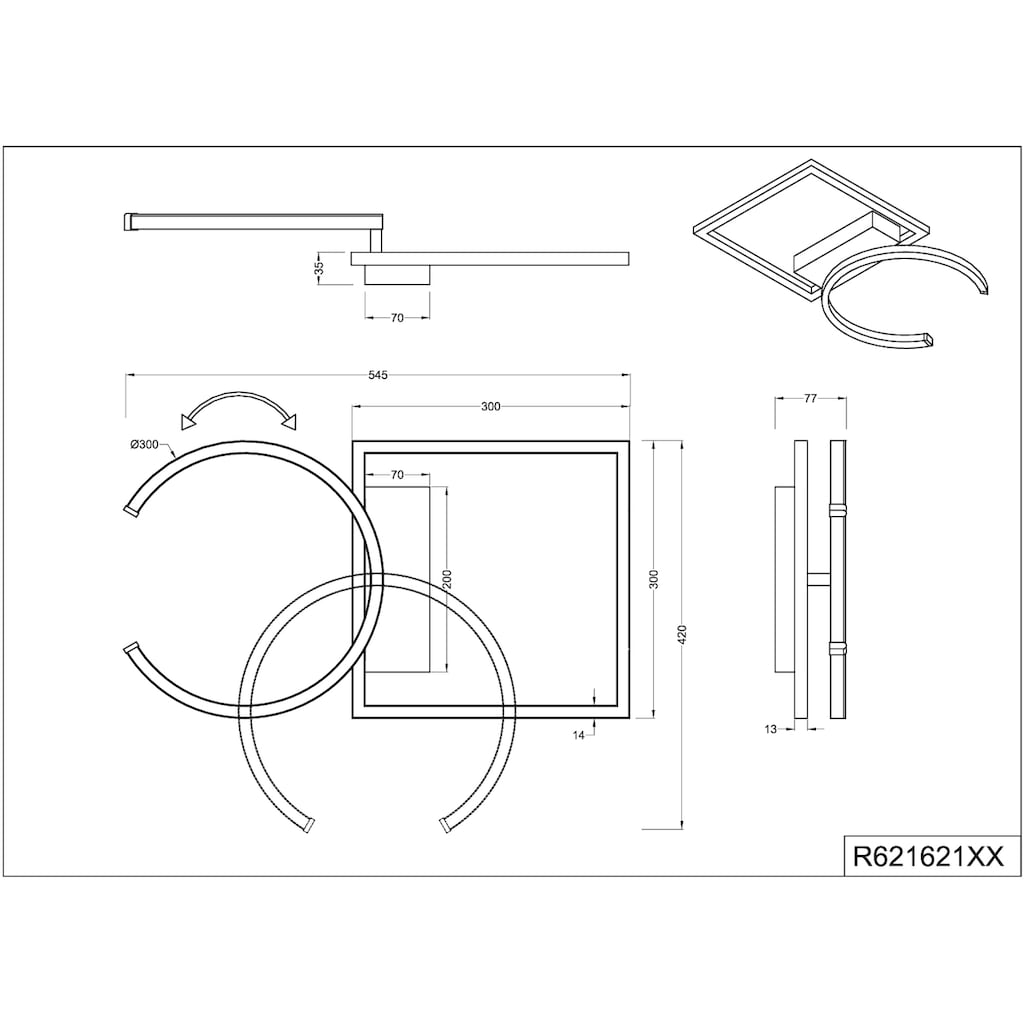 TRIO Leuchten LED Deckenleuchte »PIVOT«, 1 flammig-flammig