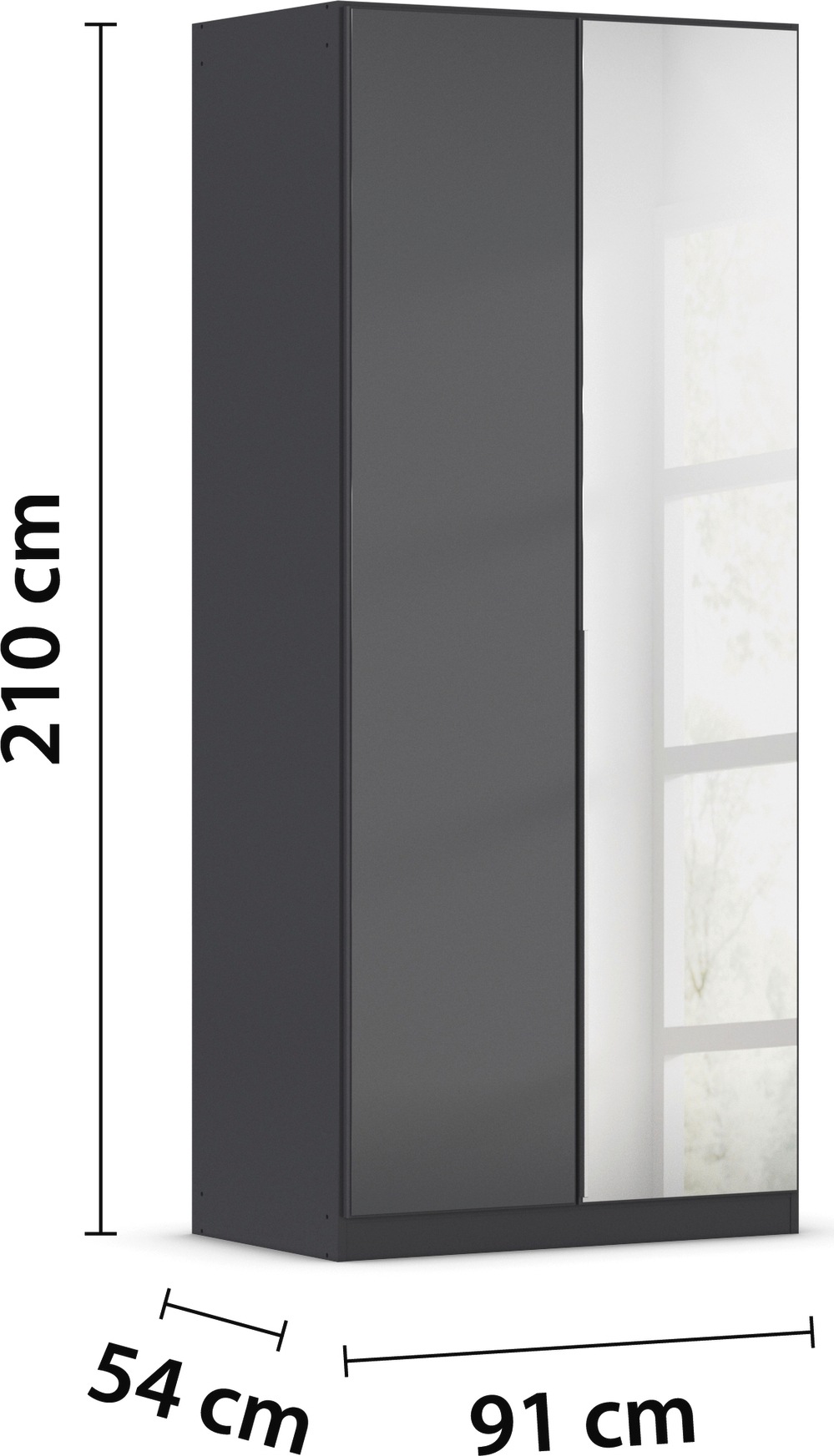 OTTO home Drehtürenschrank »Kleiderschrank Kleiderschränke Schrank Garderobe AGORDO mit Glasfront« in zwei Griff-Farben, Breiten 91-405 cm,  durchdachte Innenausstattung, in 8 Breiten und 2 Höhen MADE IN GERMANY