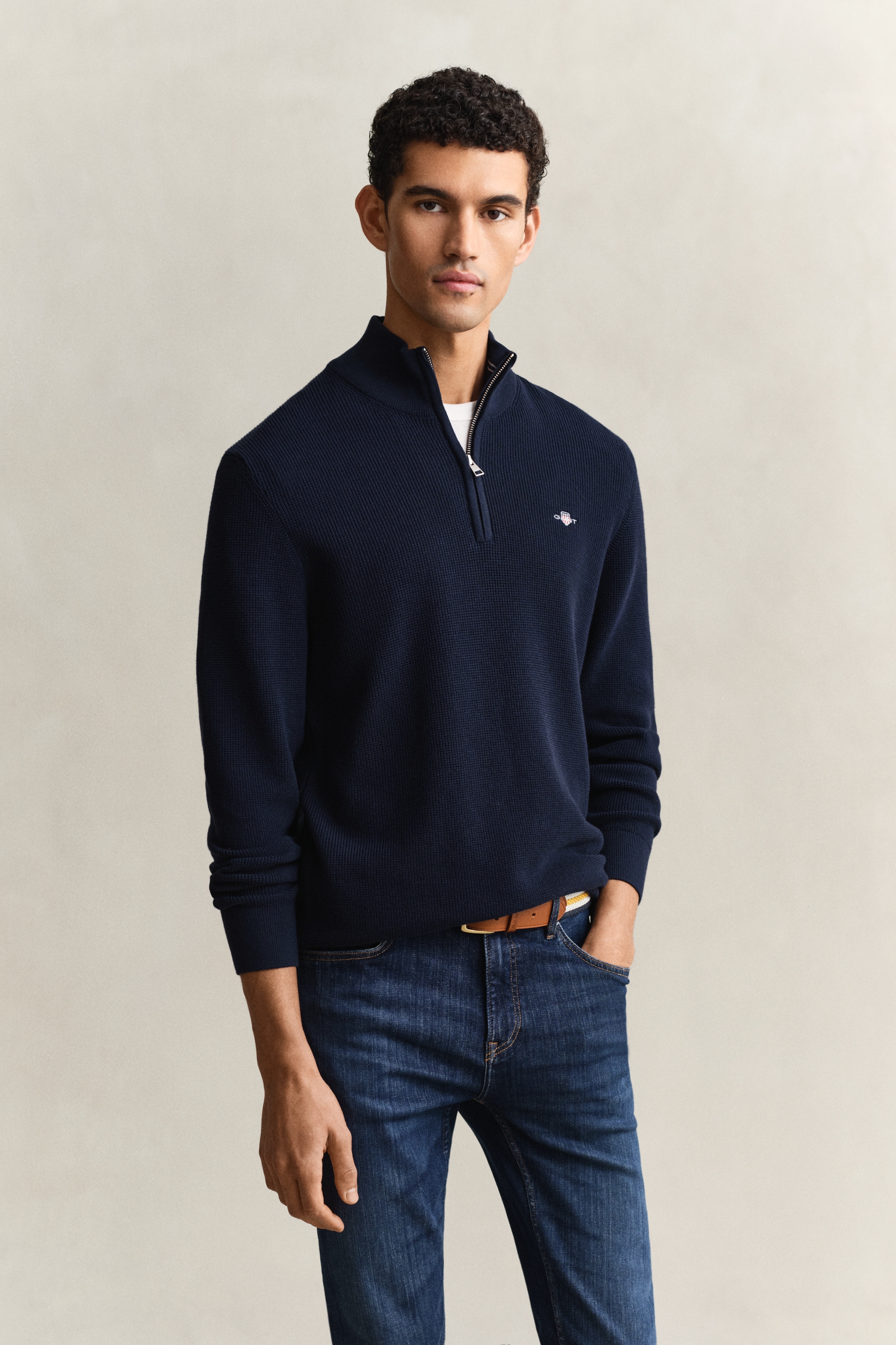 Gant Troyer »MICRO TEXTURED COTTON HALF ZIP« Regular fit mit Troyerkragen