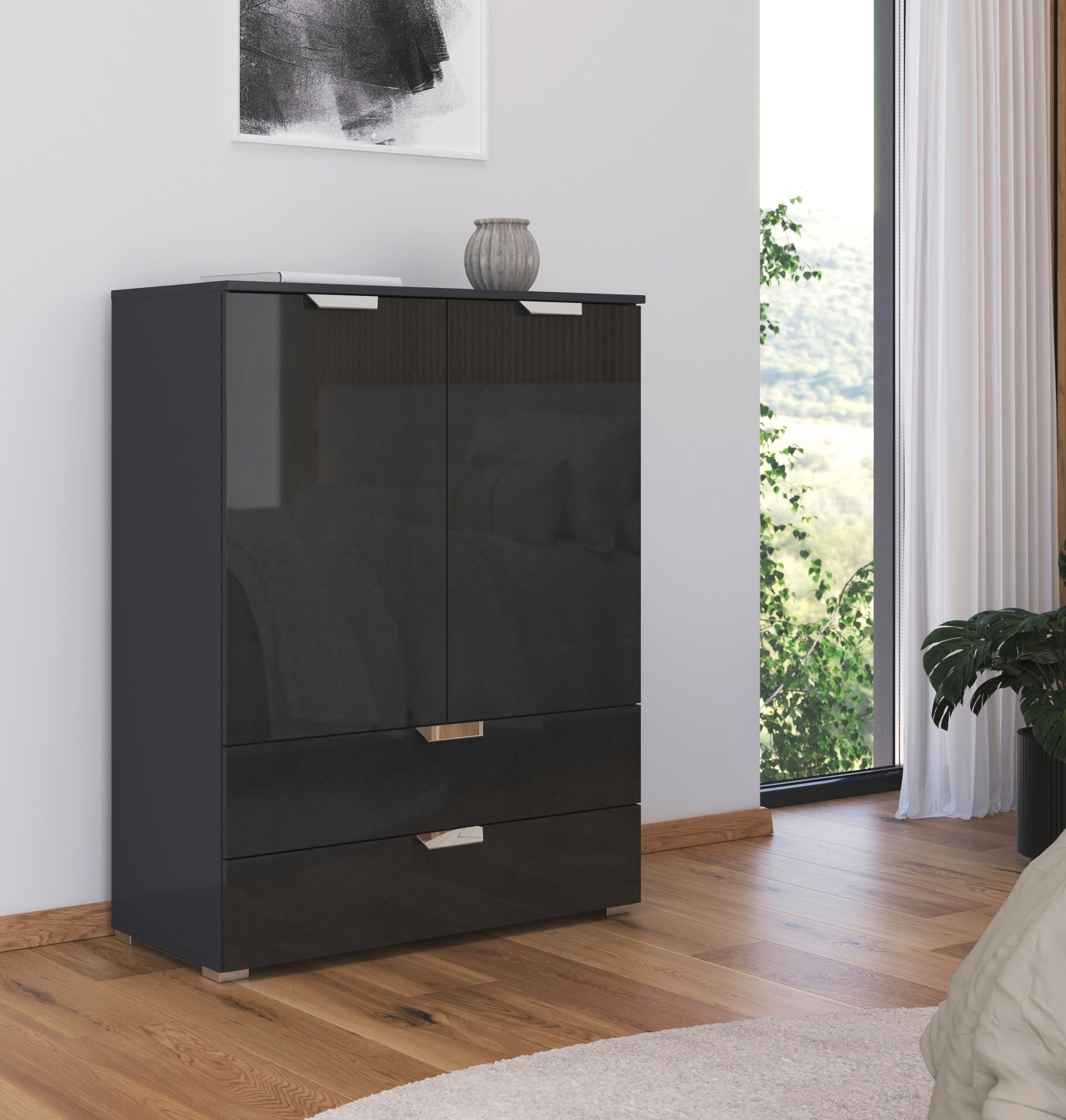 rauch Hochkommode »Glamour by Aditio«, mit Hochglanzfront, 2 Schubladen mit Softclose-Funktion