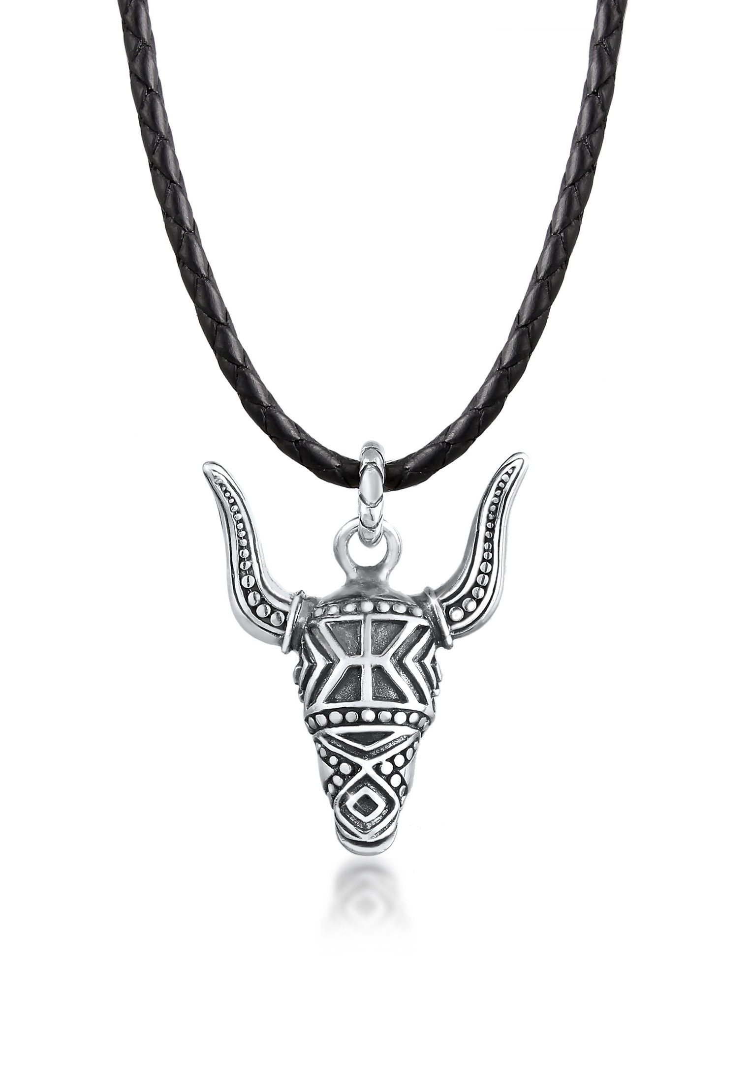 Kuzzoi Lederband »Herren Leder Stierkopf Bulle 925 Silber«