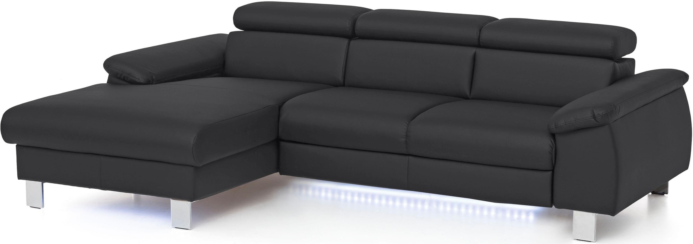 COTTA Ecksofa Komaris, Ecksofa, wahlweise mit RGB-LED-Beleuchtung und Bettfunktion/Bettkasten