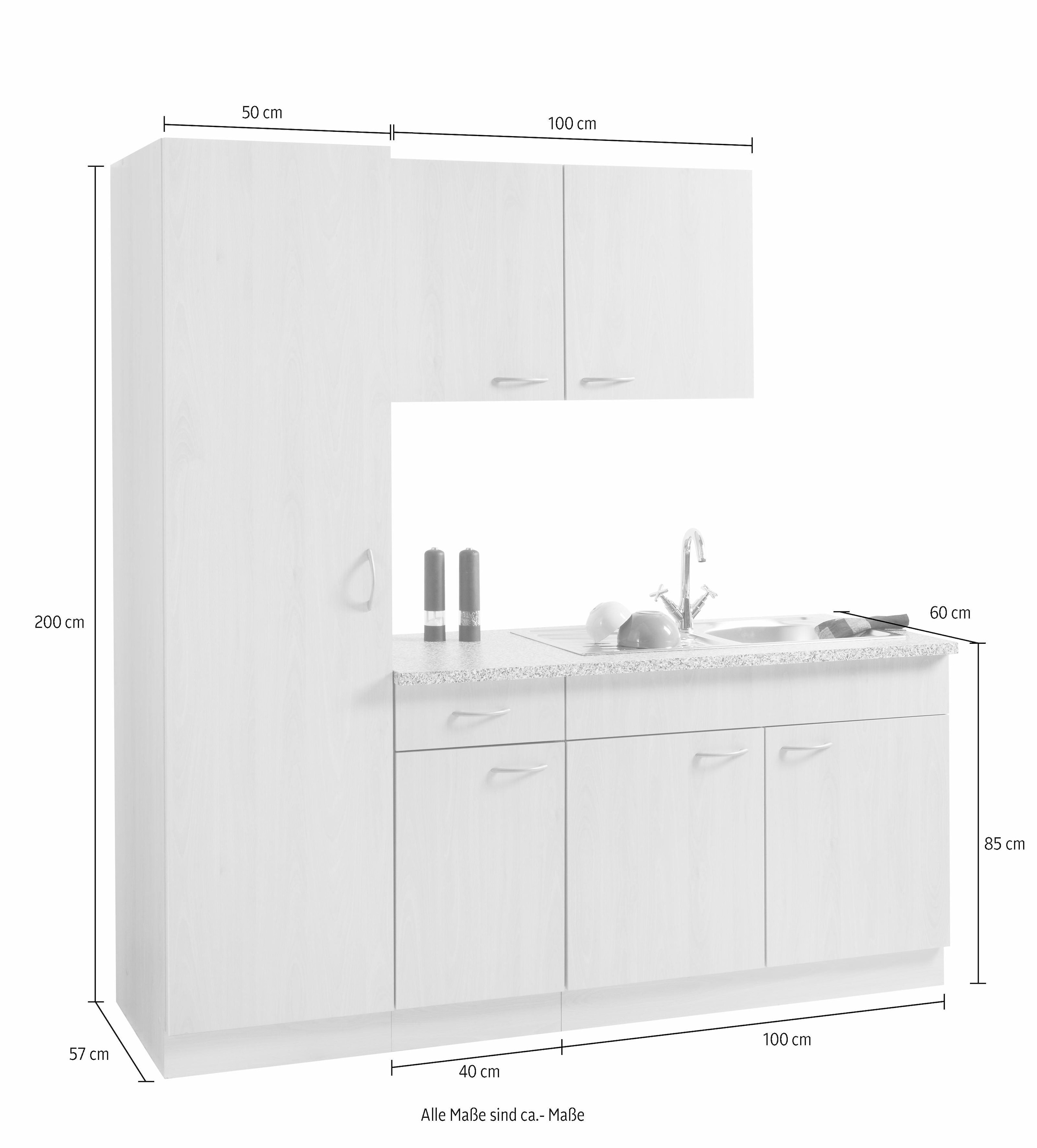 60 ohne cm OTTO Küche E-Geräte, Küchen »Kiel«, wiho Breite cm, 190 Shop Tiefe Online