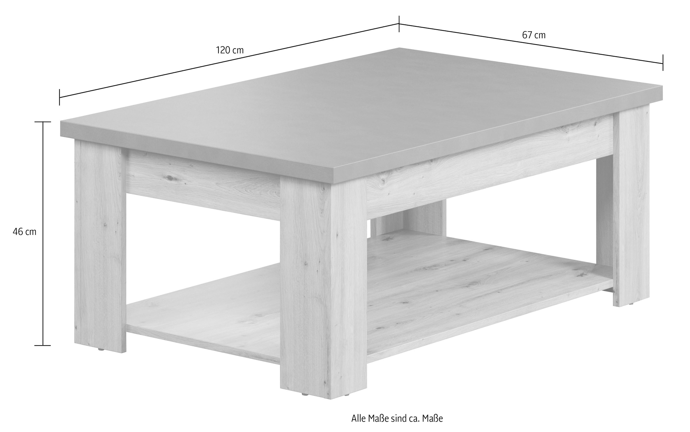 Home affaire Couchtisch »Ambres«, (1 St.), Couchtisch mit 1 offenem Fach - (B/T/H) 120/67/46 cm