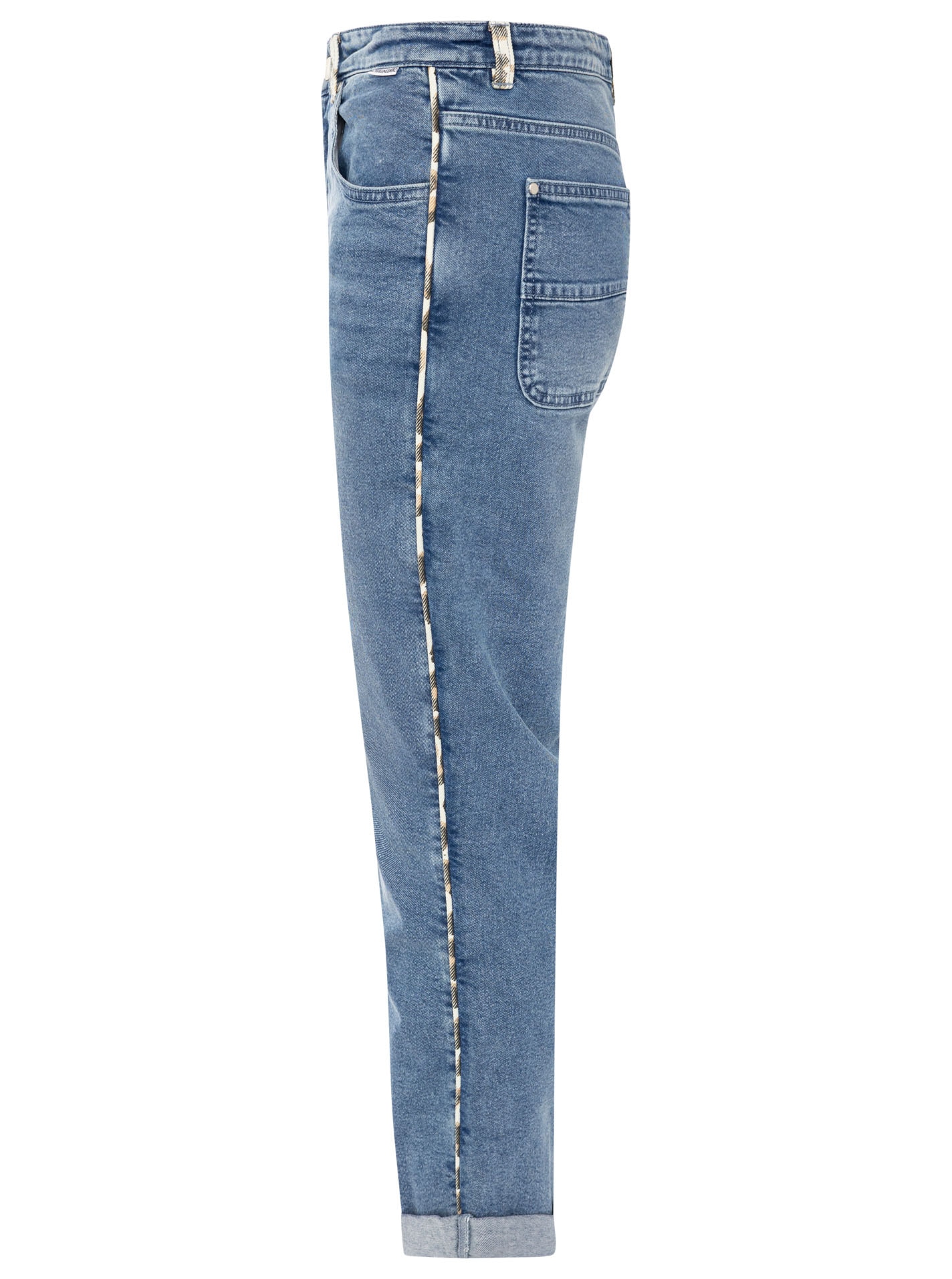 Zwillingsherz Slim-fit-Jeans »"Leo Details"« knöchellang, mit Umschlag, seitliche Leo-Streifen, Gesäßtaschen
