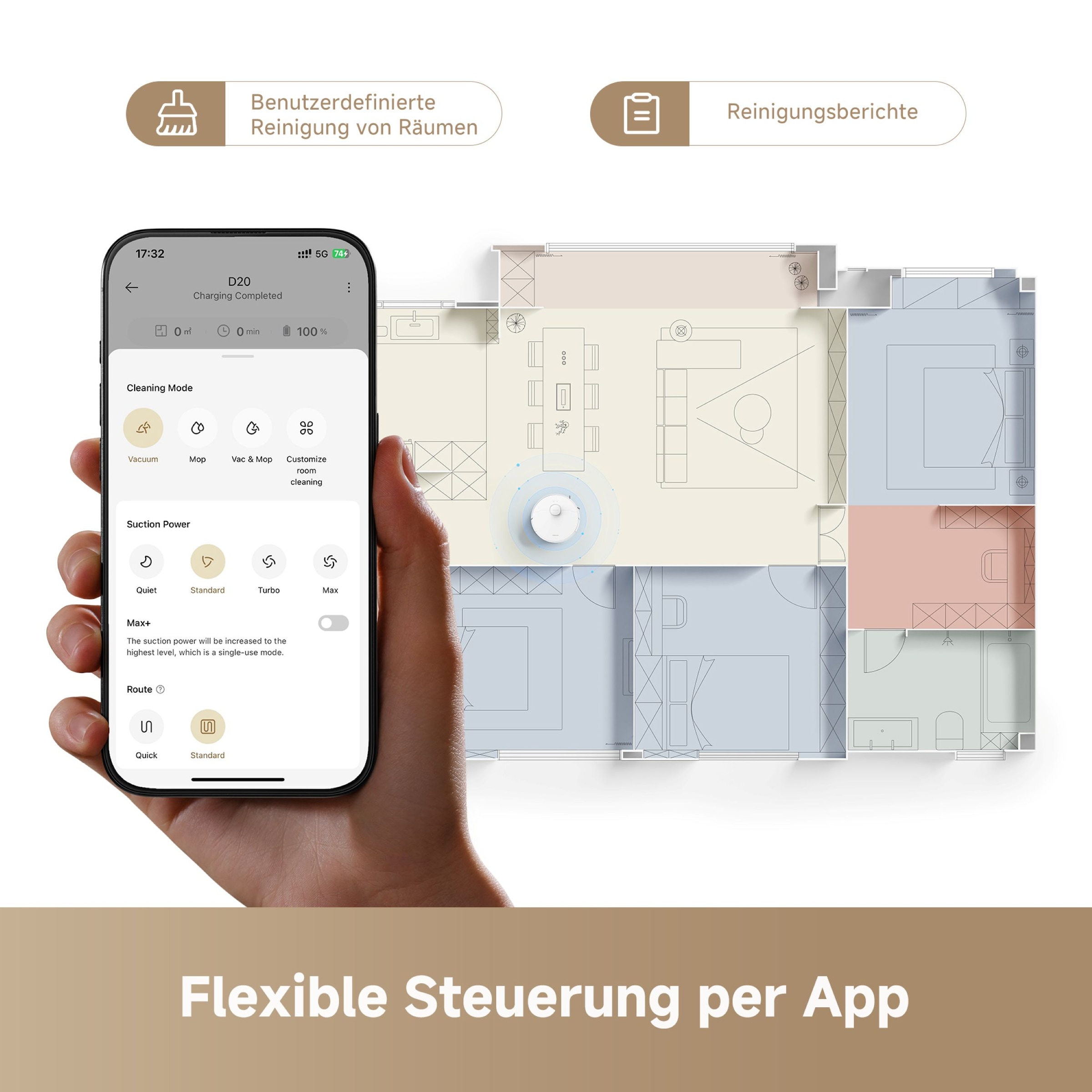 Dreame Nass-Trocken-Saugroboter »D20 White« 13.000 Pa, Haarentwirrung, Wischfunktion