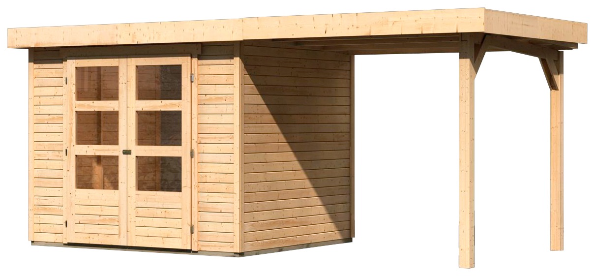 Karibu Gartenhaus »Arnis« mit Anbaudach 2,40 m Breite