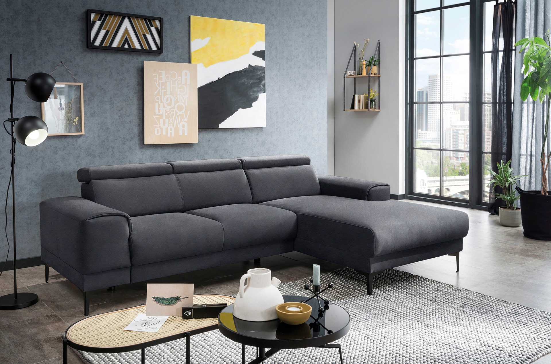 3 sofa Kopfstützen, frei im wahlweise »Ophelia«, stellbar Raum Sitztiefenverstellung, fashion Online im - exxpo Ecksofa Shop OTTO