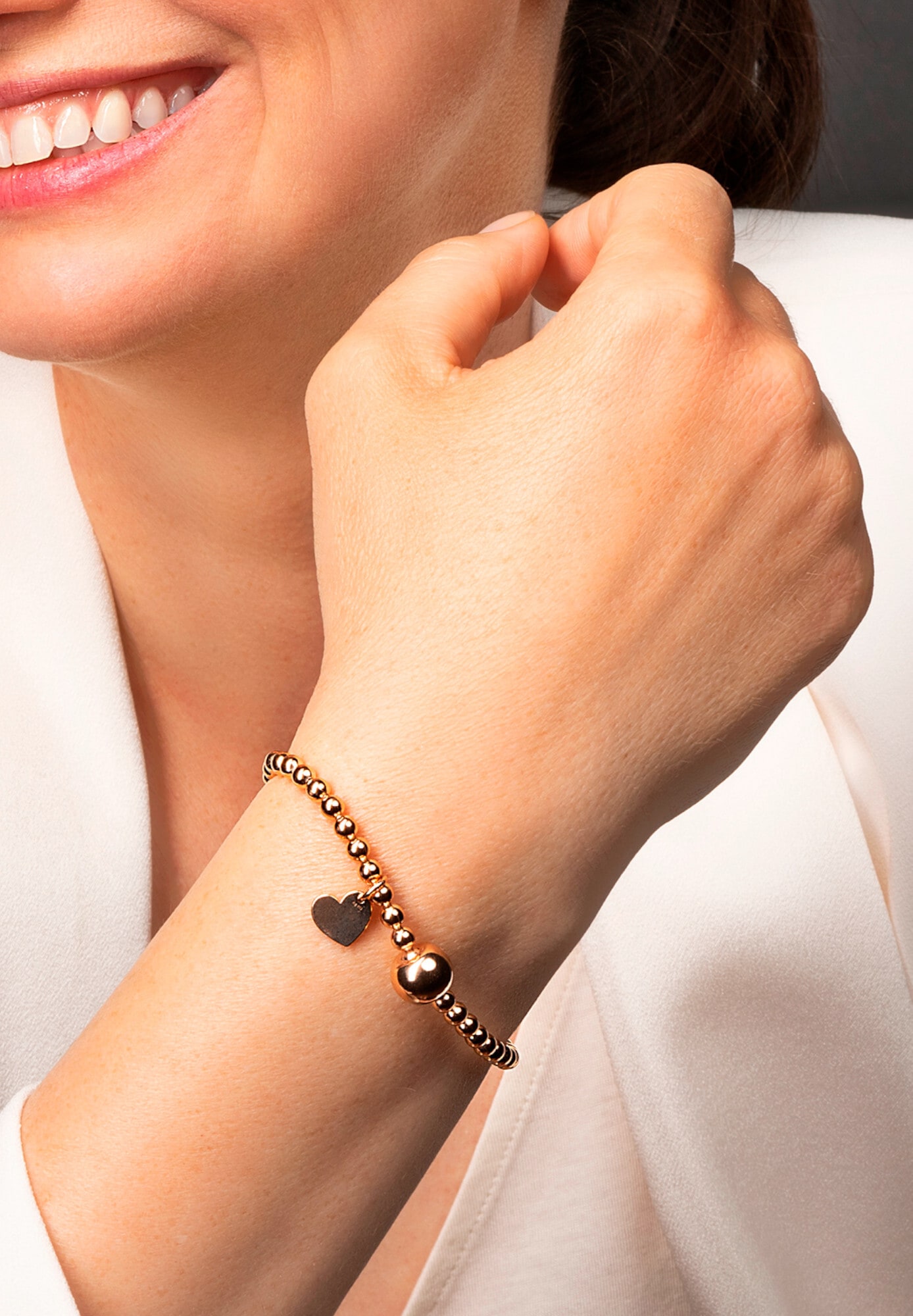 ONE ELEMENT Silberarmband »Herz Armband Kugelkette aus 925 Silber Ø 54,0 mm mit Gummiband«