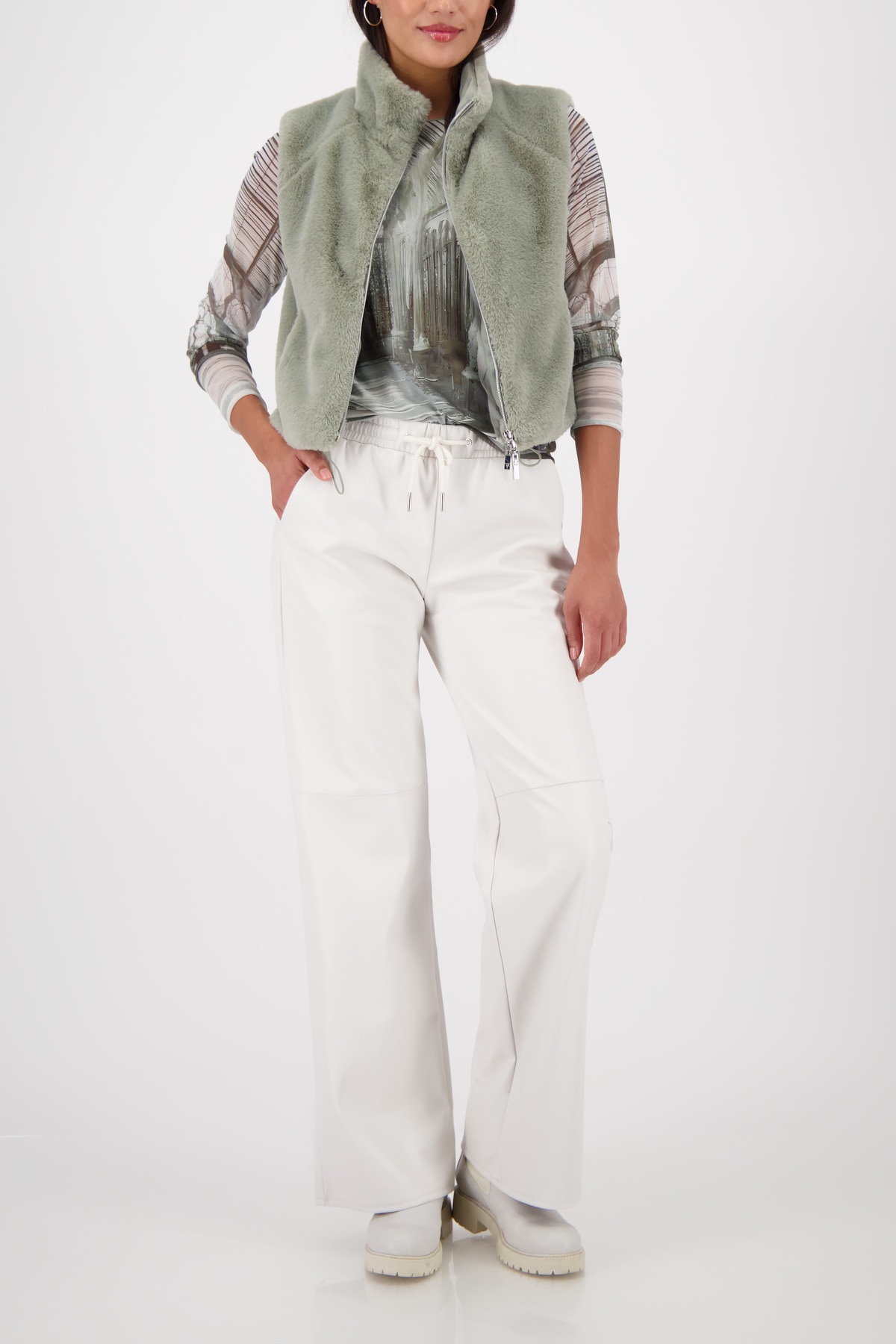 Monari Fellimitatweste »Weste fake fur« Regular fit, mit Rundhalsausschnitt