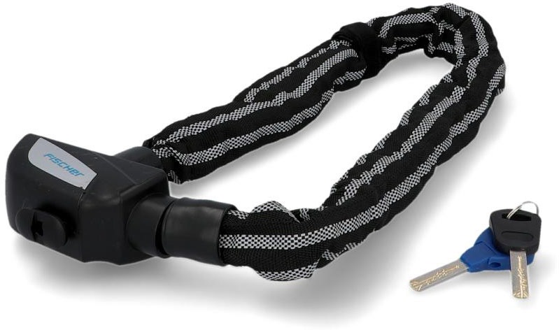 FISCHER Fahrräder Kettenschloss »FISCHER Fahrradschloss mit Reflexstreifen«, (Packung, 3 tlg.), Reflexstreifen