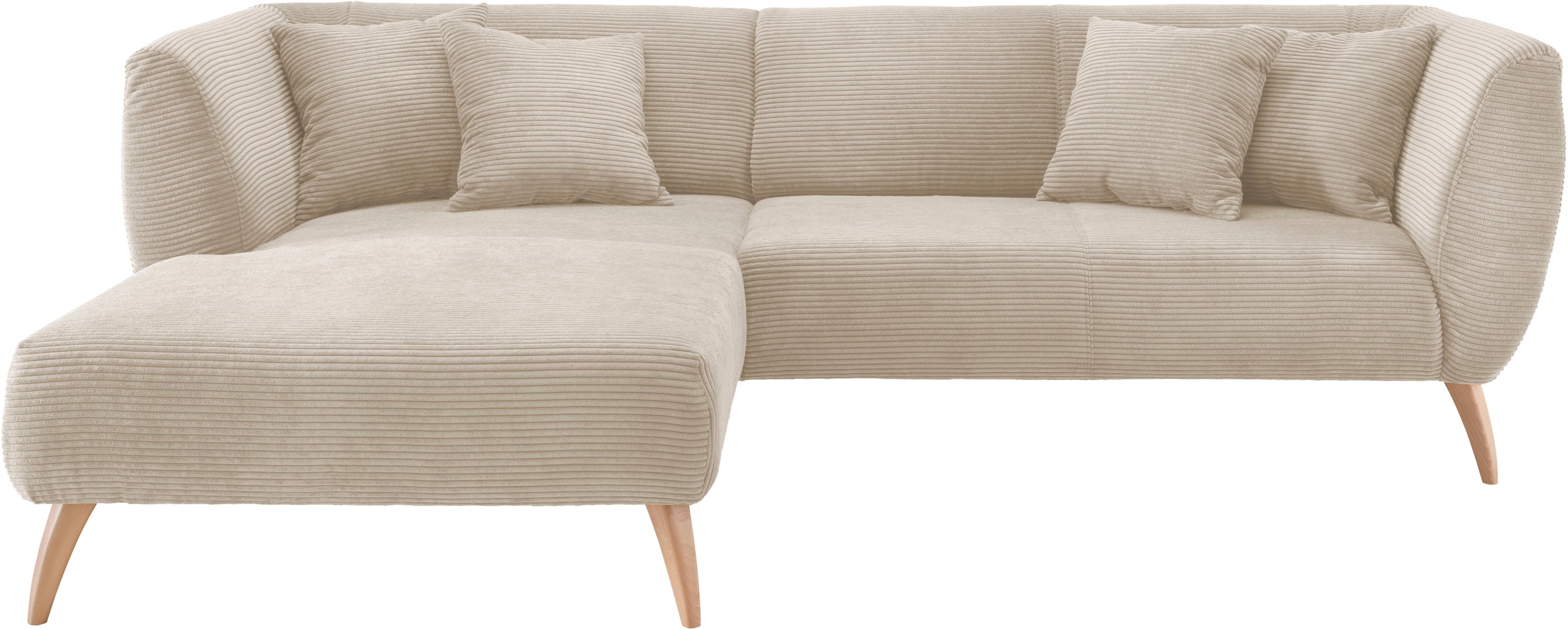 INOSIGN Ecksofa »Colori L-Form«, Holzfußfarbe wählbar, inkl. 4x Zierkissen
