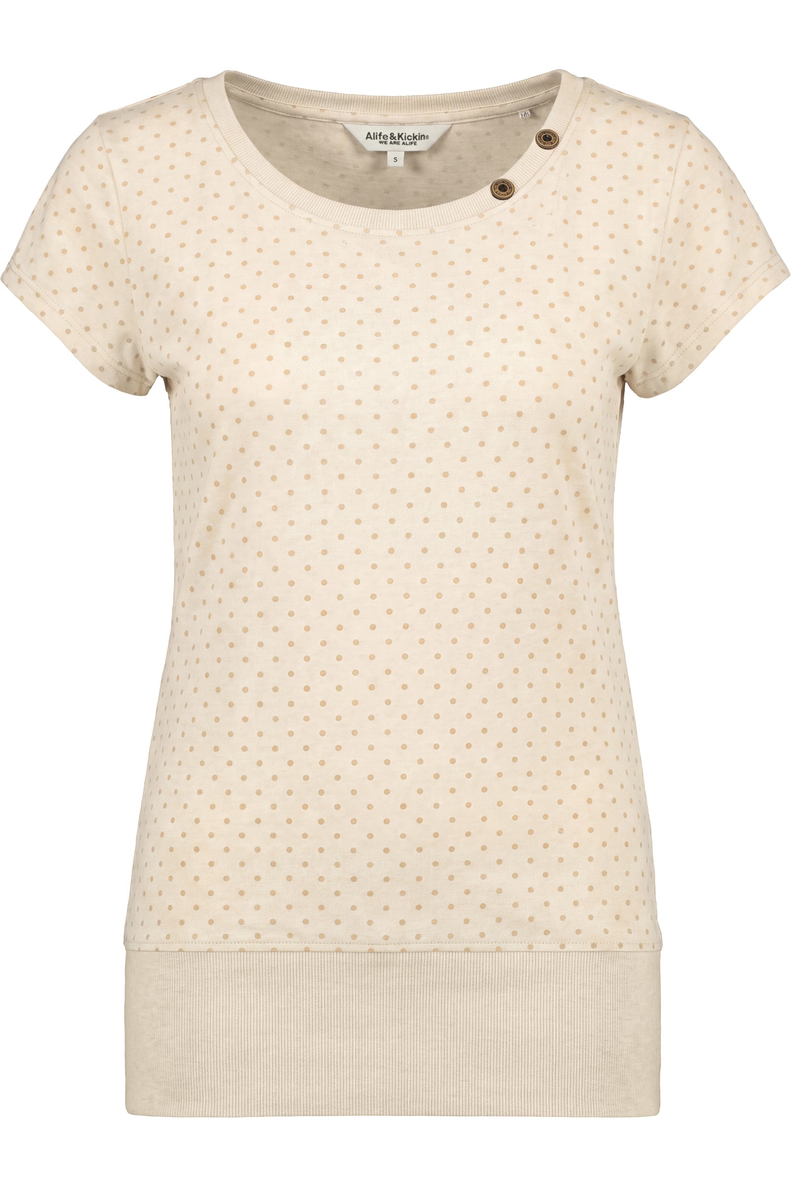 Alife & Kickin Rundhalsshirt Kurzarm mit Polka-Dot-Allover-Print, Scoop-Neck und Rippbund