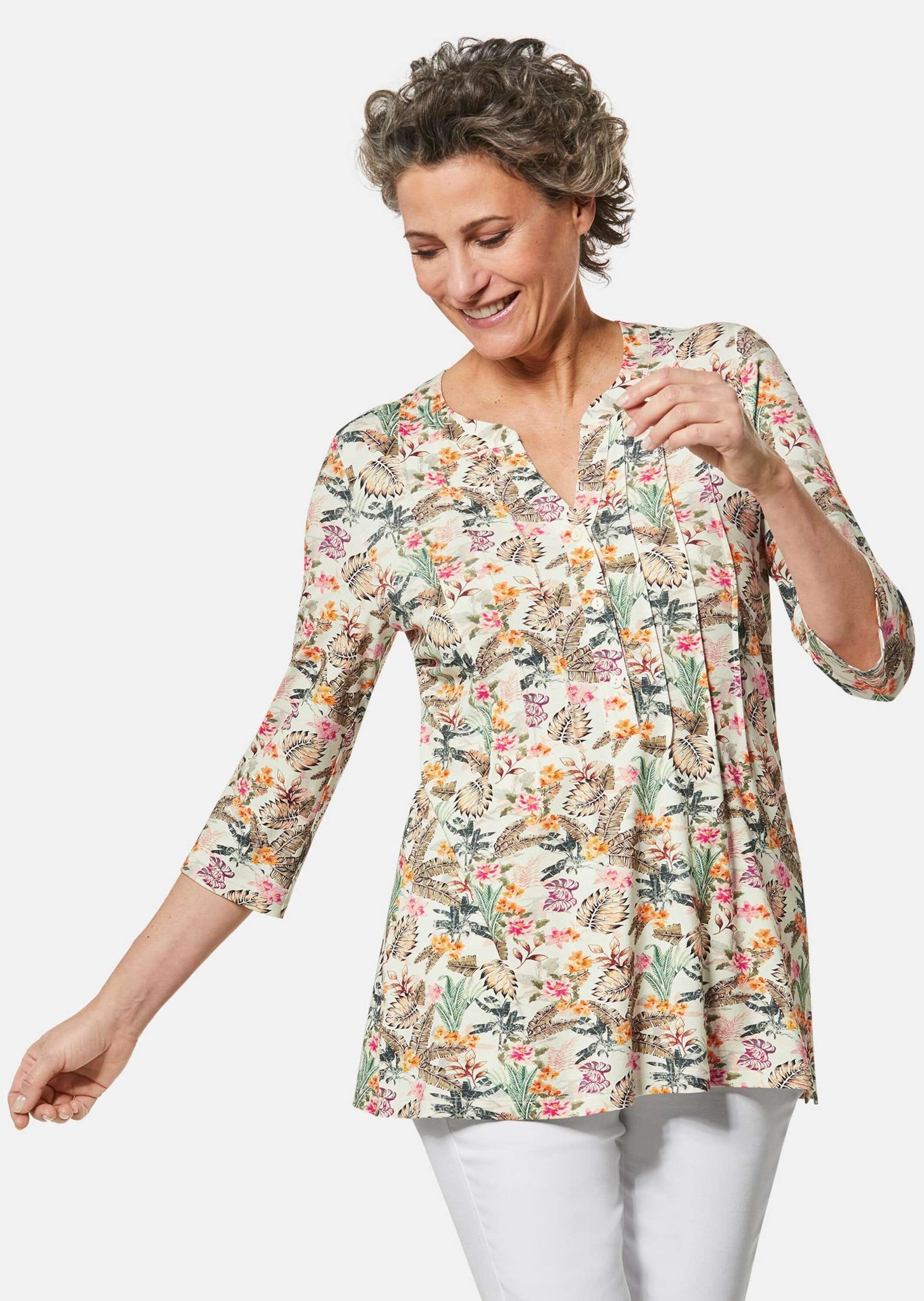 GOLDNER Print-Shirt »Kurzgröße Figurschmeichelndes Drucktunika-Shirt«