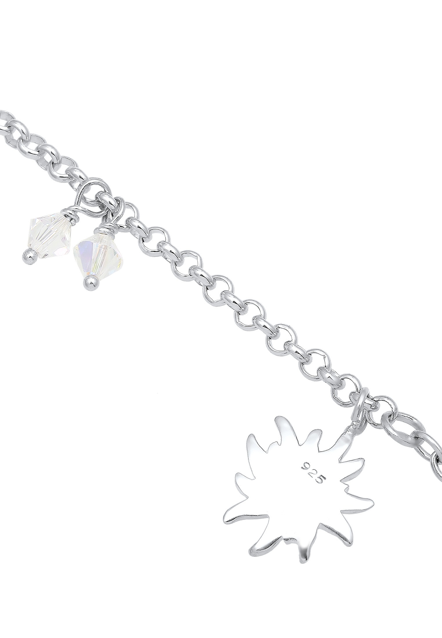 Elli Armkette »Armband Bettelarmband Tracht Herz Glas Kristalle Weiß 925 Sterling Silber«