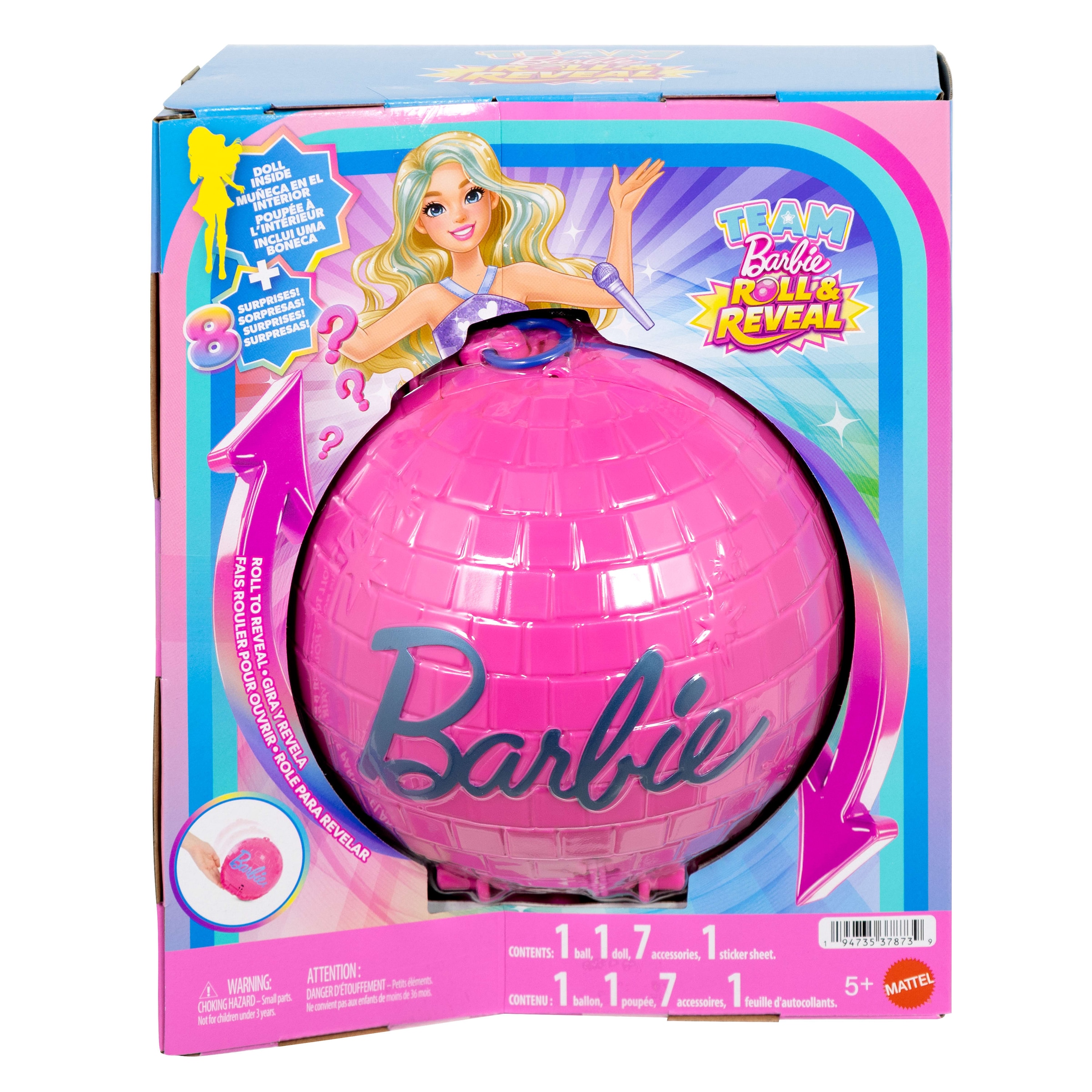 Barbie Anziehpuppe »Barbie Team Barbie Roll & Reveal, blond mit Discokugel-Verpackung«