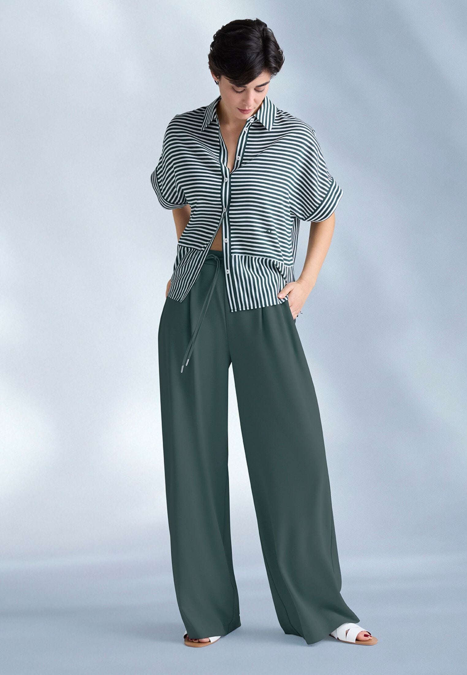 Zero Stoffhose »Hose mit Schlaufe«