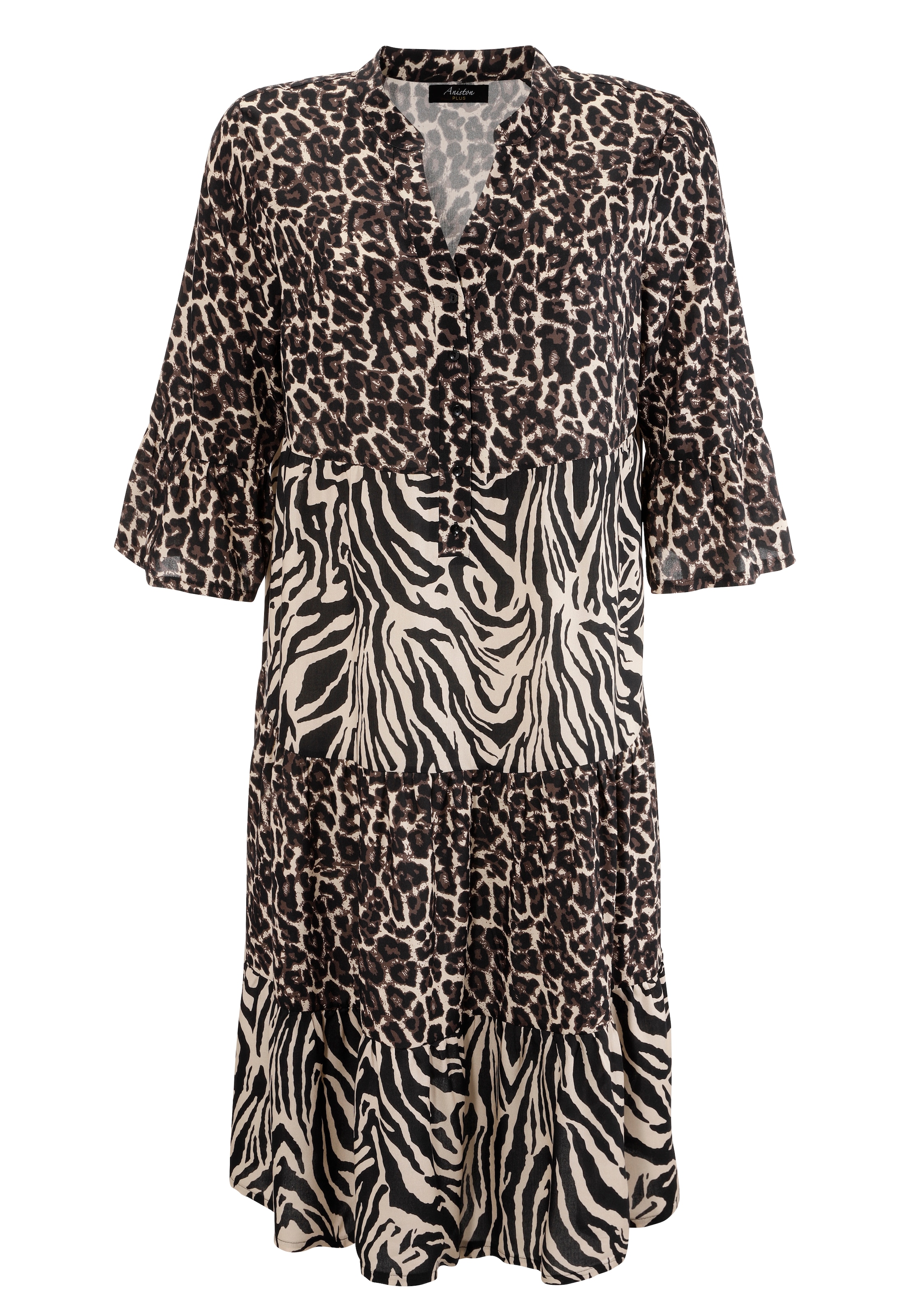 Aniston PLUS Midikleid, im extravaganten Animal-Zebra-Printmix-NEUE KOLLEKTION