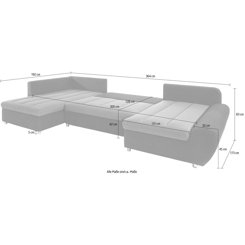 sit&more Wohnlandschaft »Bandos«, in 2 unterschiedlichen Größen, wahlweise mit Bettfunktion + Bettkasten