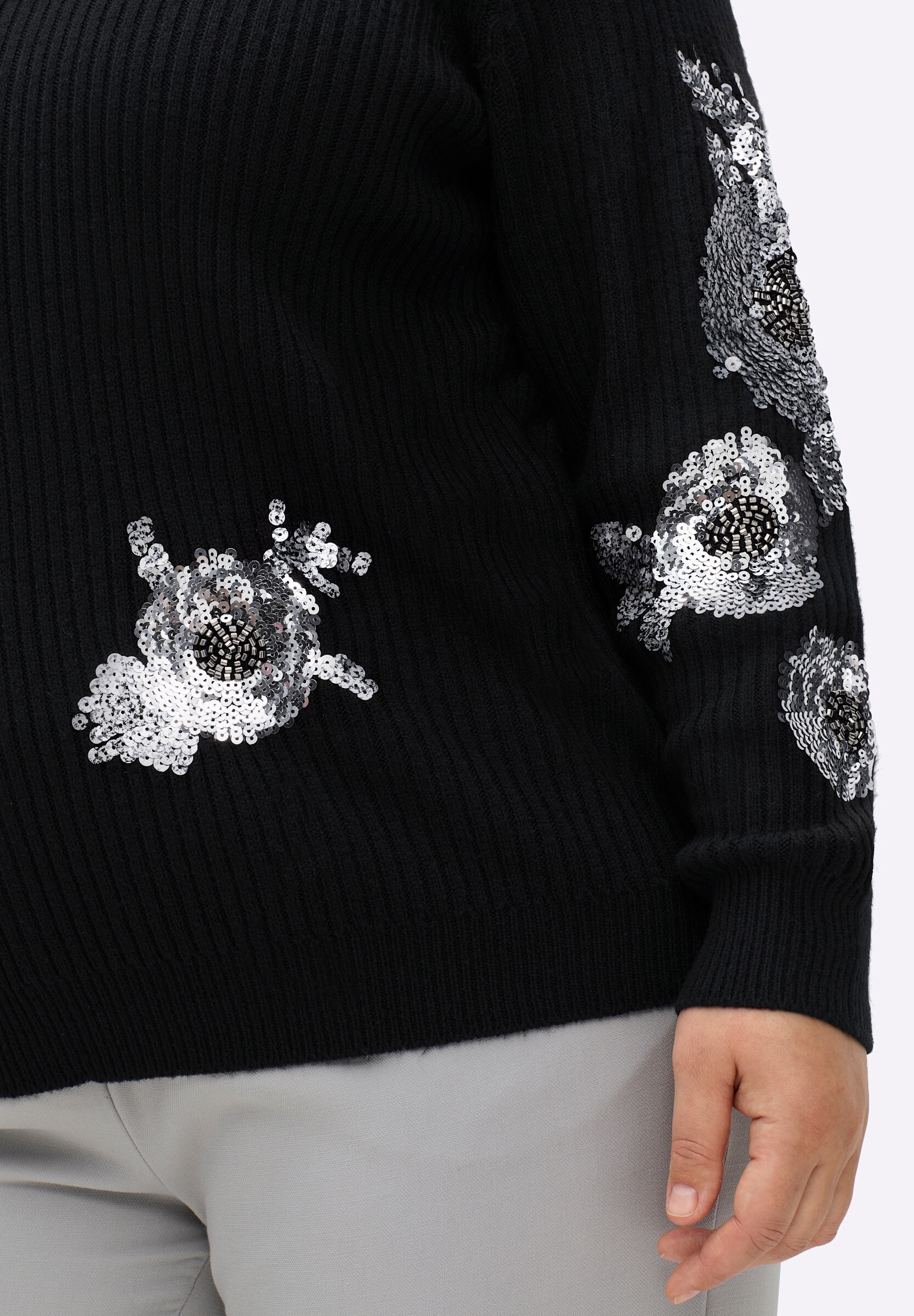 sheego by Joe Browns Strickpullover »Pullover Pullover mit Stehkragen und Paillettenstickerei«