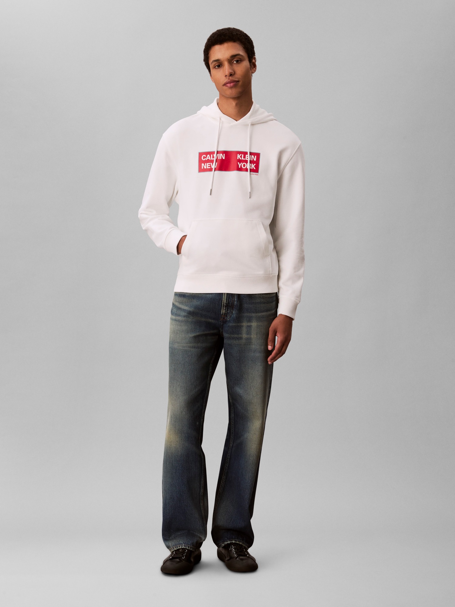 Calvin Klein Jeans Kapuzensweatshirt »LS EU 350TERRY CKNY BOX GRAPHIC«, Mit Rundhalsausschnitt, regular fit
