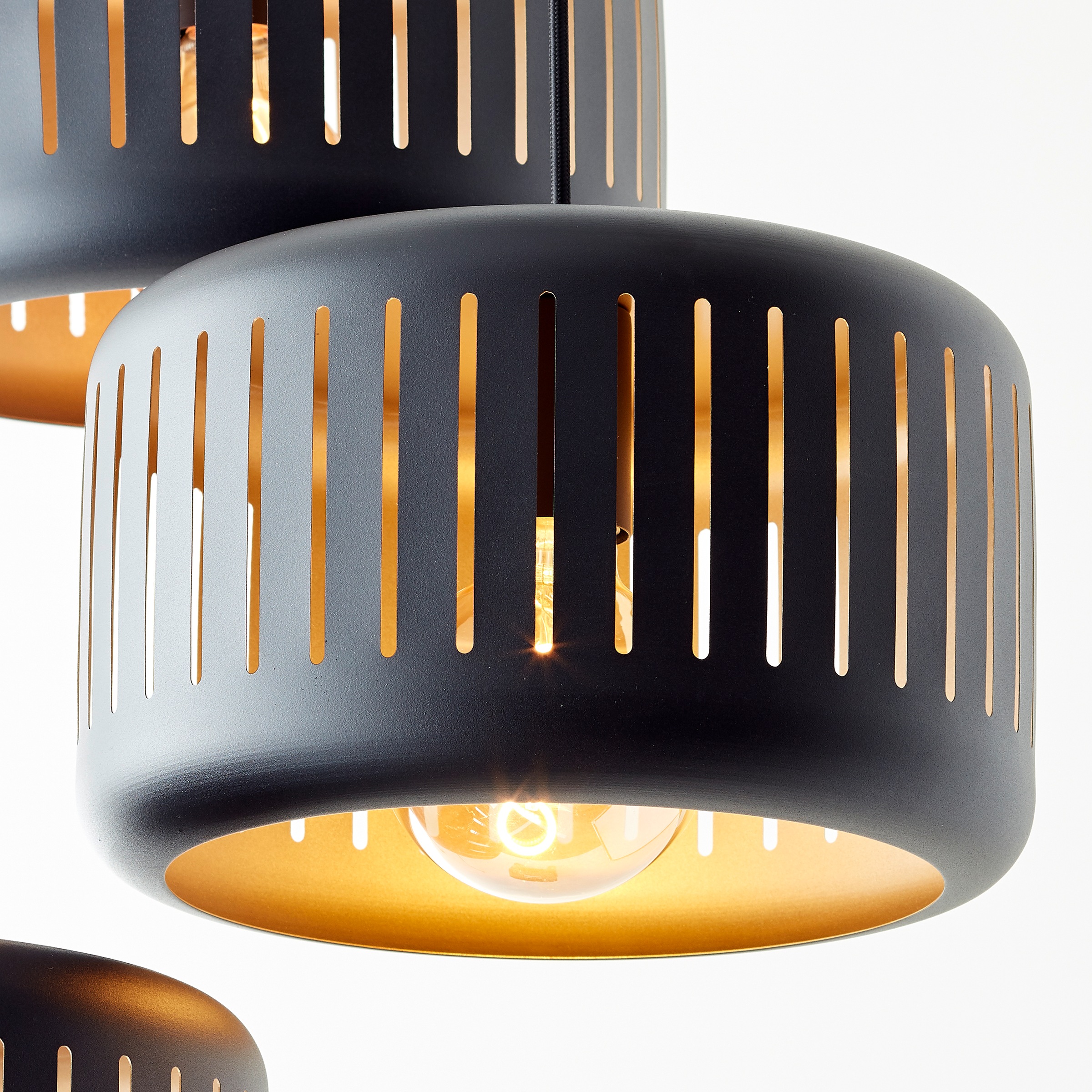 Brilliant Pendelleuchte »Tyas« E27 1 Stk. 120 x 52 cm, 3 x E27, kürzbar, Metall, schwarz/goldfarben