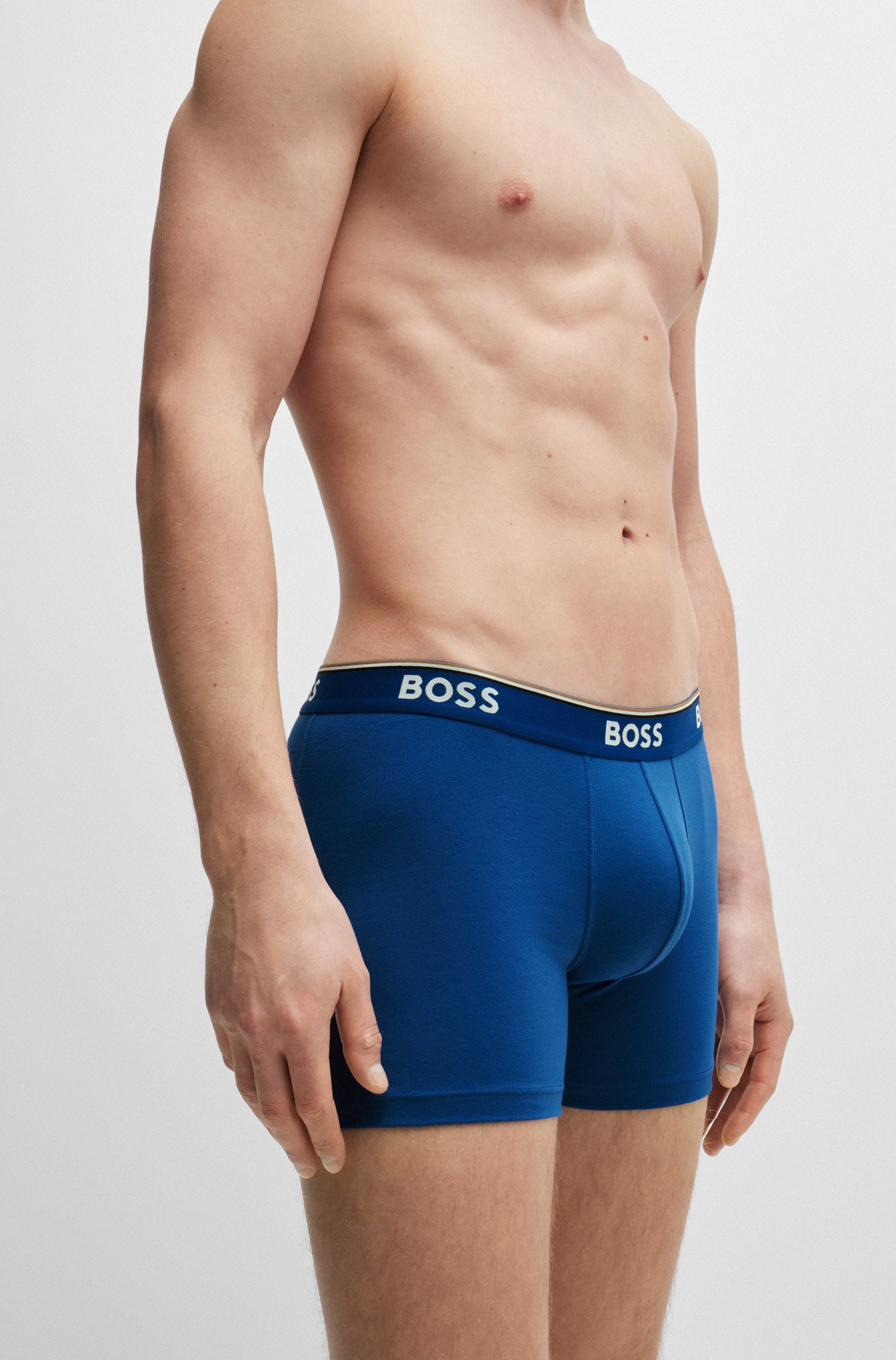 BOSS Langer Boxer »Brief 3 PACK«, mit farblich passendem Webbund