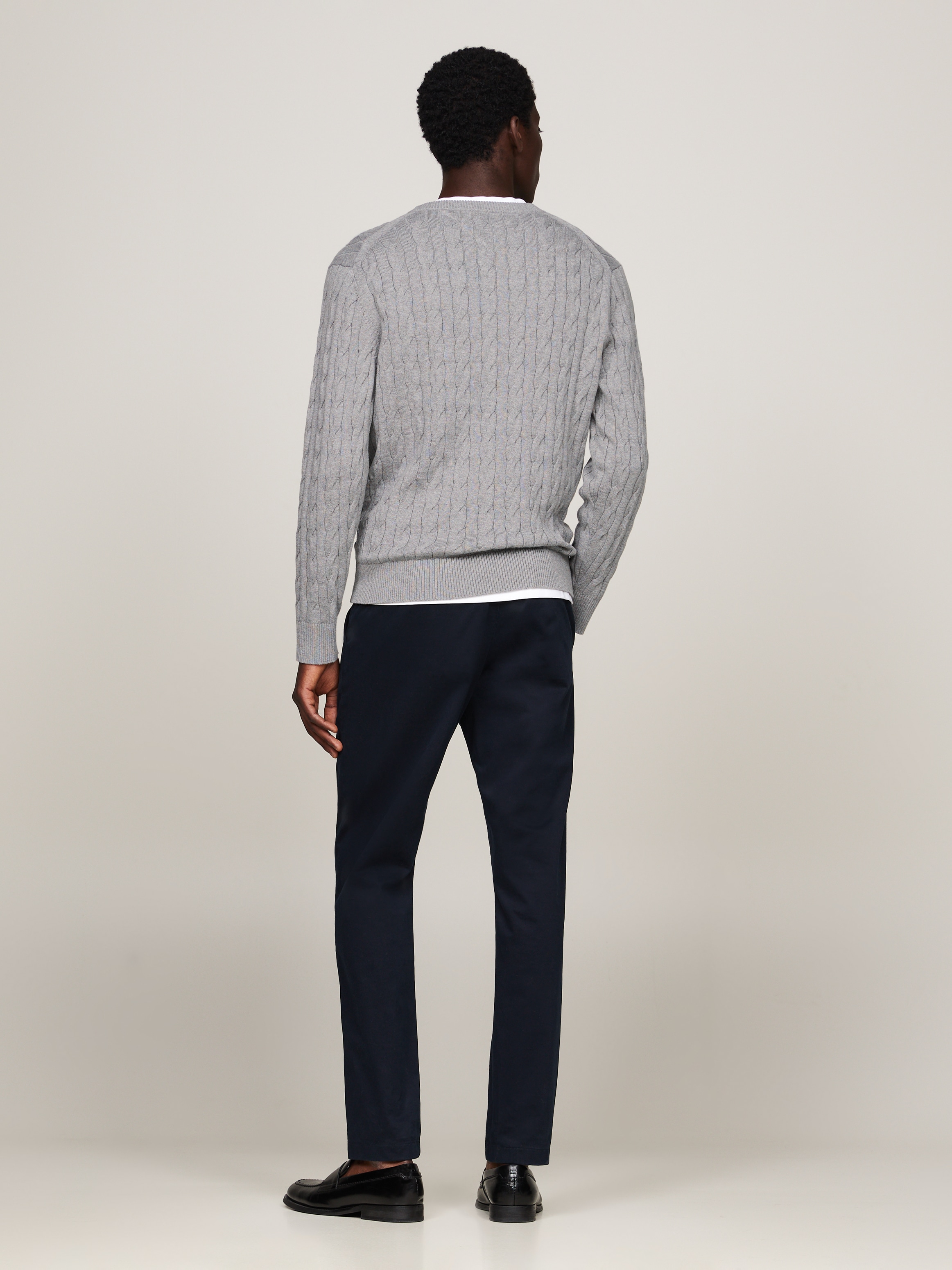 Tommy Hilfiger Strickpullover »CLASSIC CABLE CREW NECK mit Strukturstrick und Flaglabel«, unifarben, casual, regular fit, Baumwolle, Rundhals