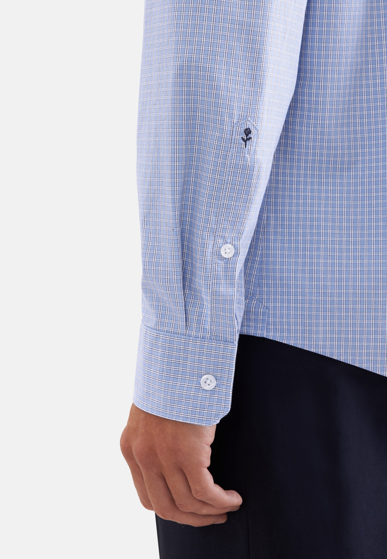 seidensticker Businesshemd Regular 1/1 Button-Down-Kragen Karo