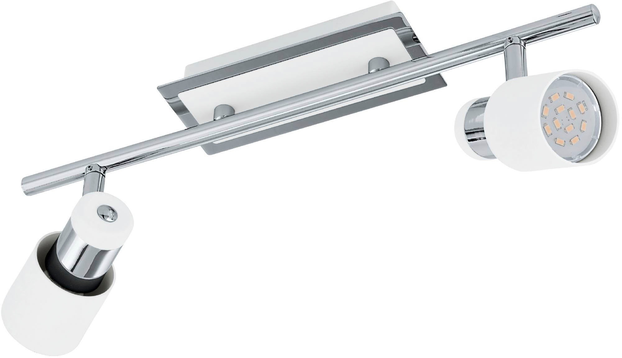 EGLO Deckenleuchte »Davida Deckenlampe, Deckenspot aus Metall, Wohnzimmerlampe, GU10« GU10 1 Stk. Spot - L39 x B7 cm - chrom, weiß - 2X4,6W inkl.