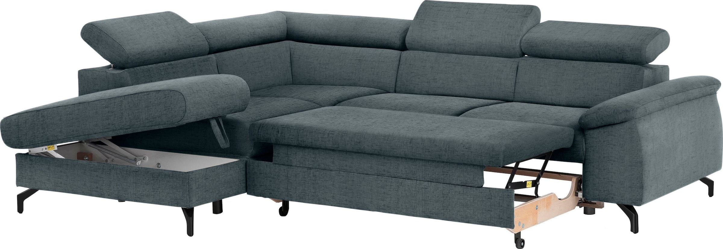COTTA Polstergarnitur »Komaris«, (Set), Set: bestehend aus Ecksofa und Hocker, frei im Raum stellbar