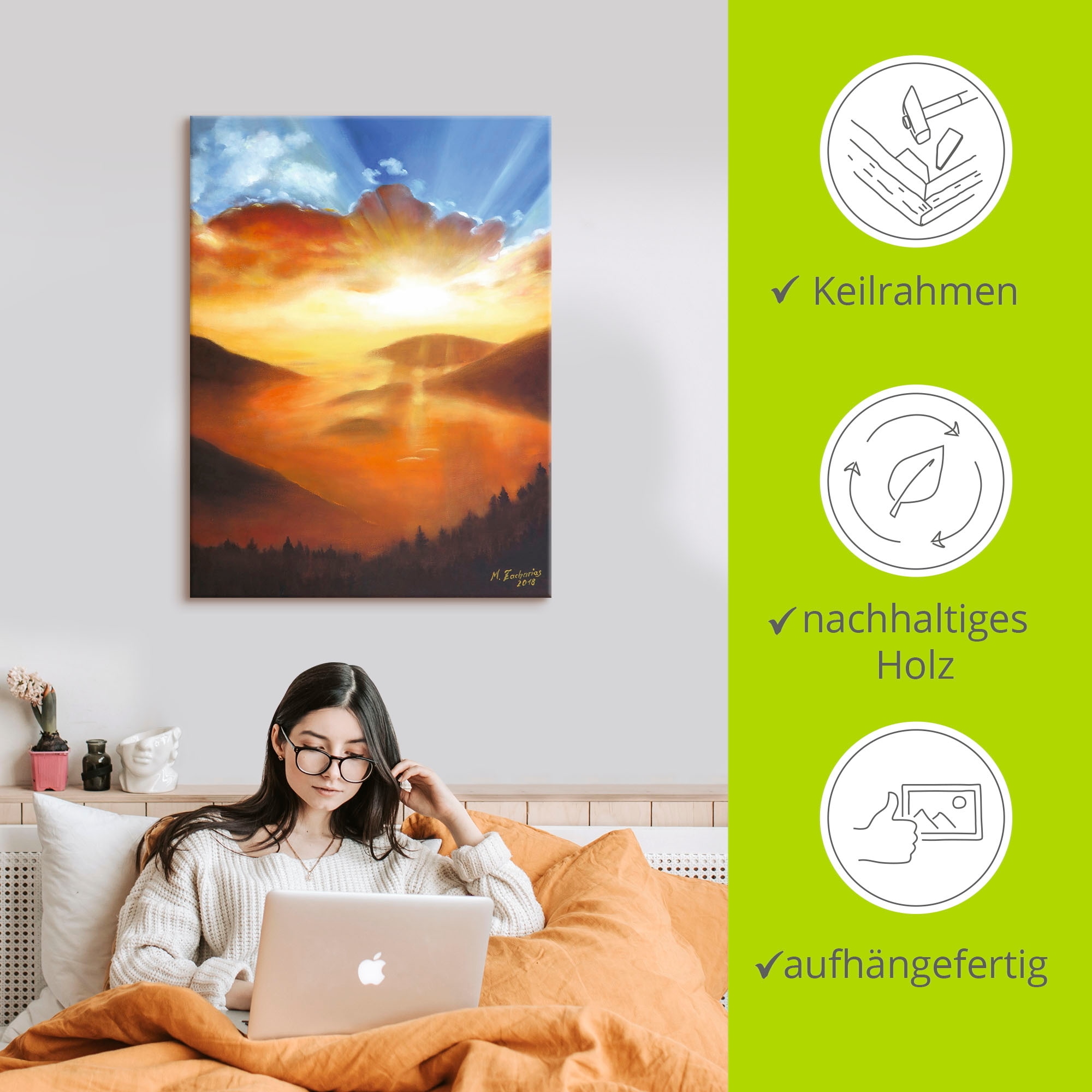 Artland Wandbild »Erwachen in der Natur«, Bilder vom Sonnenuntergang & -aufgang, (1 St.), als Leinwandbild, Poster in verschied. Größen