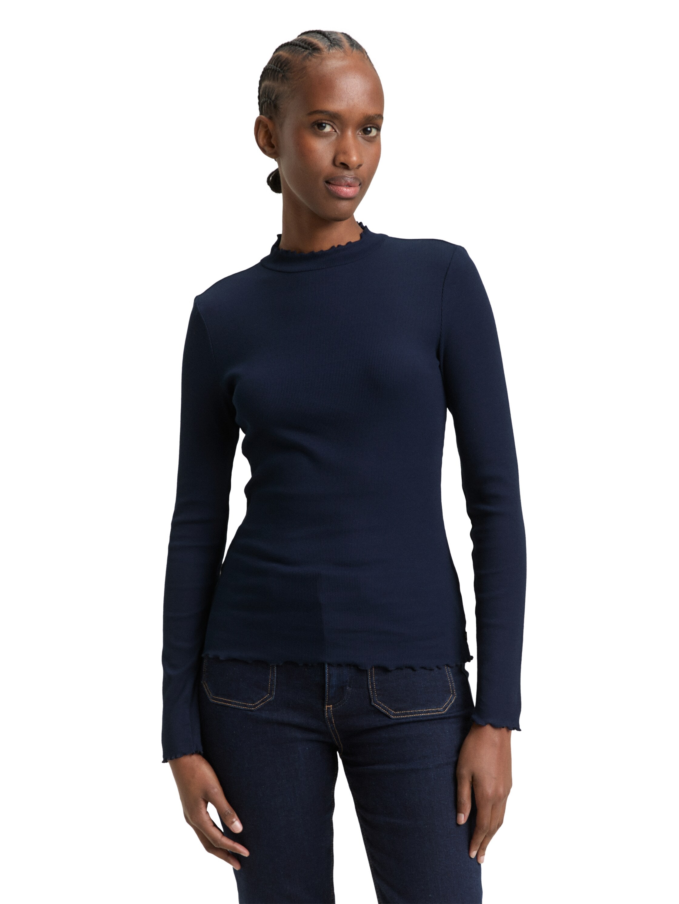 TOM TAILOR Denim Langarmshirt in Ripp-Optik